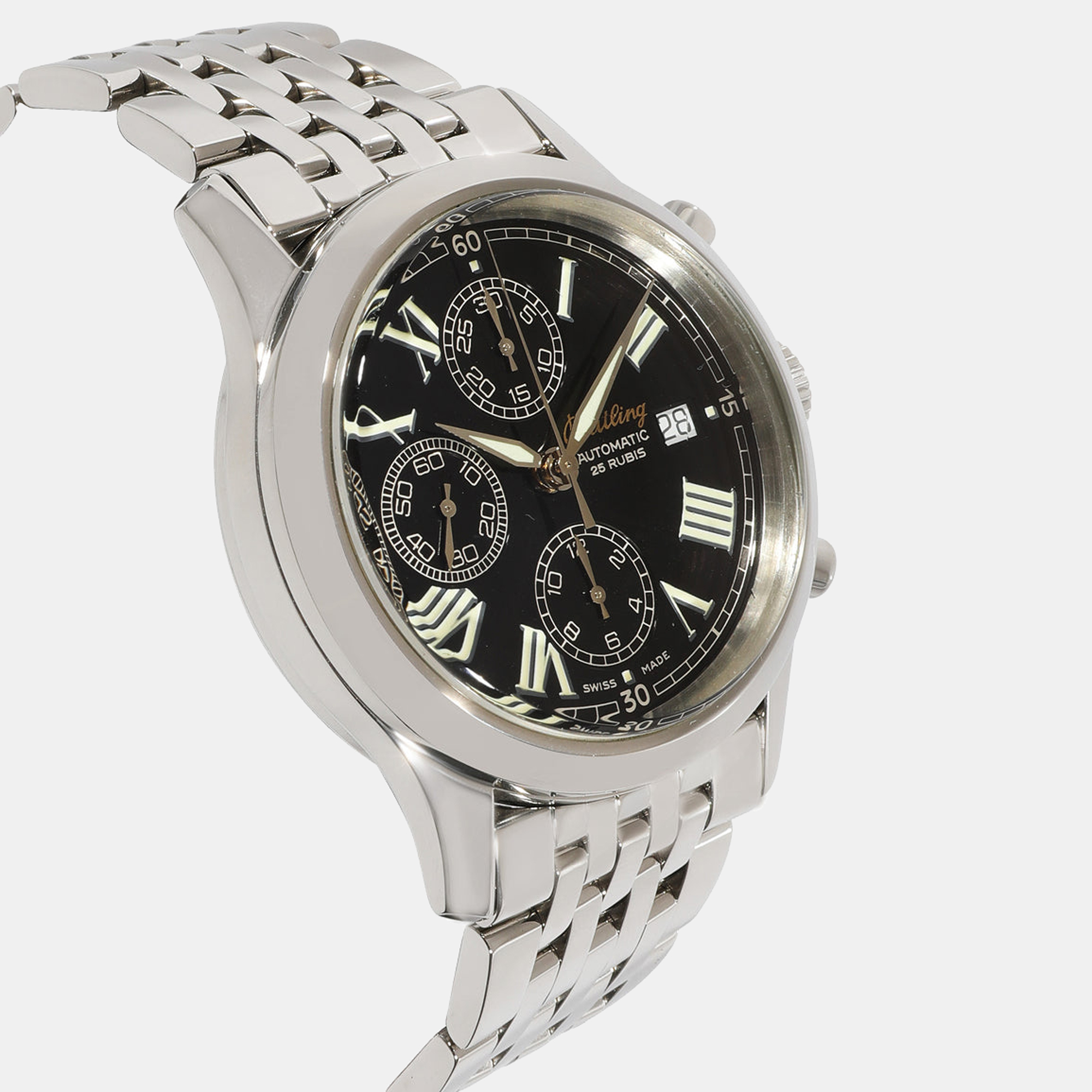 Breitling Black Stainless Steel Navitimer Grand Premier A13024.1 Men's Wristwatch 40 Mm