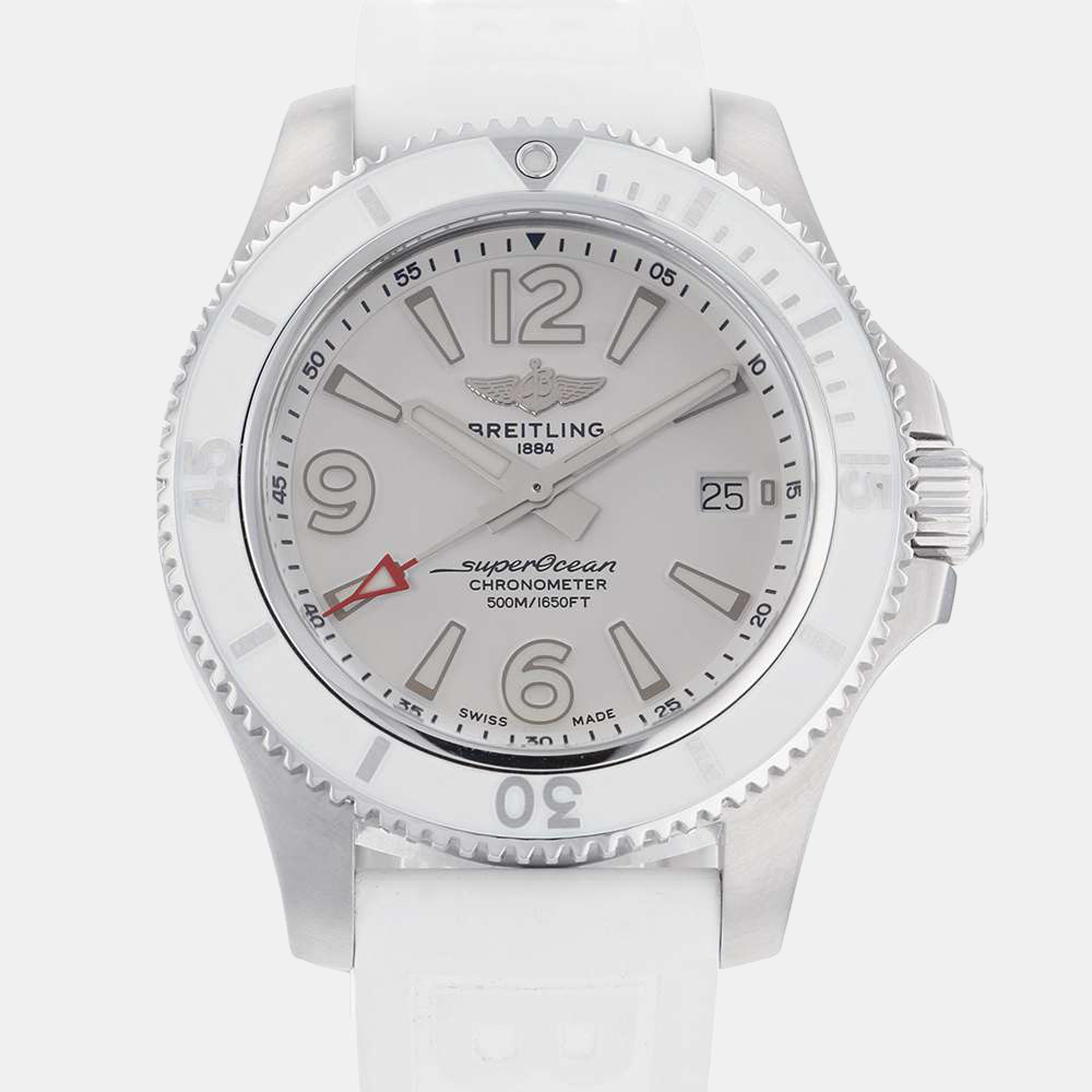 Breitling White Stainless Steel Superocean A17366D21A1S1 Automatic Men's Wristwatch 43 Mm