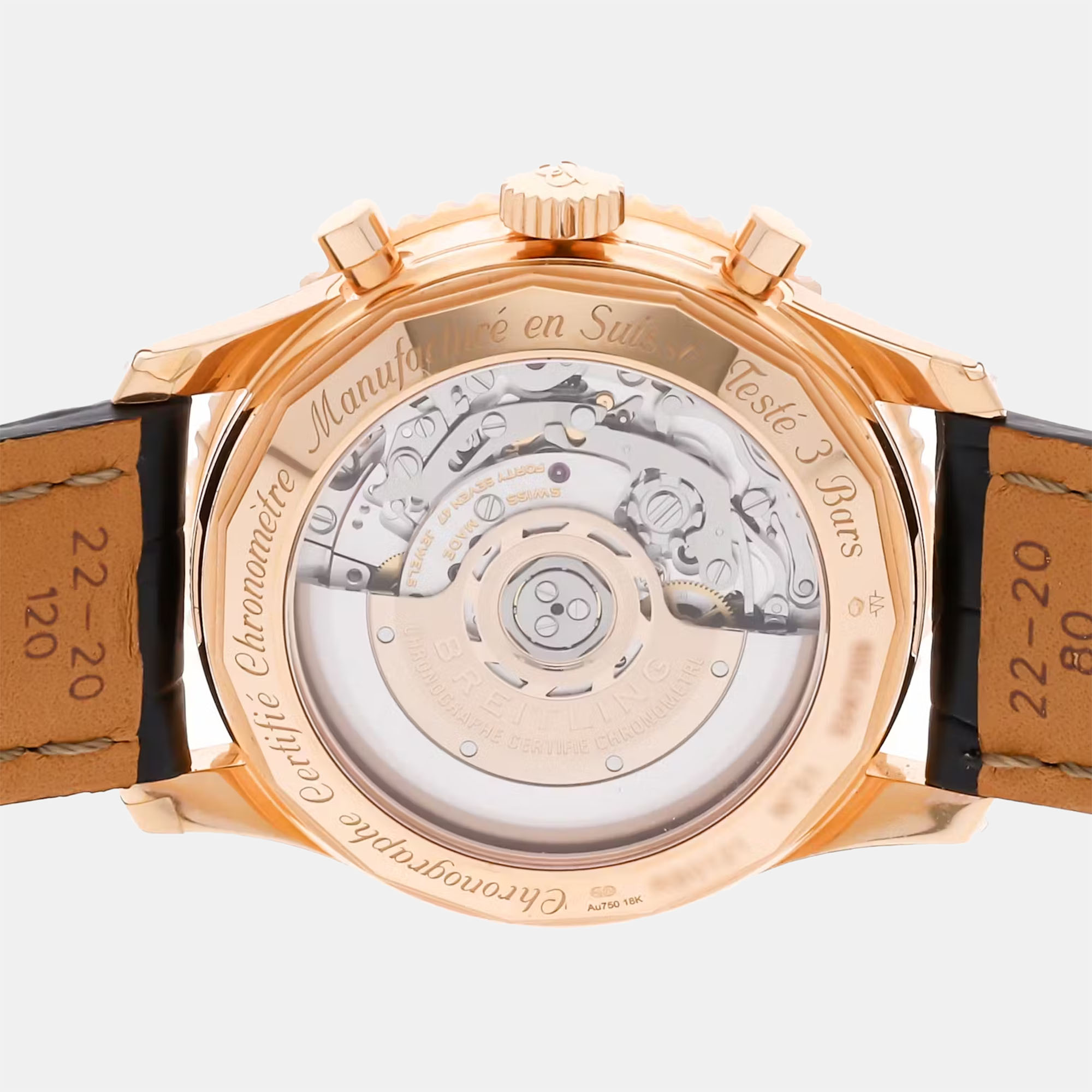 Breitling Blue 18k Rose Gold Navitimer RB0121211C1P1 Automatic Men's Wristwatch 43 Mm