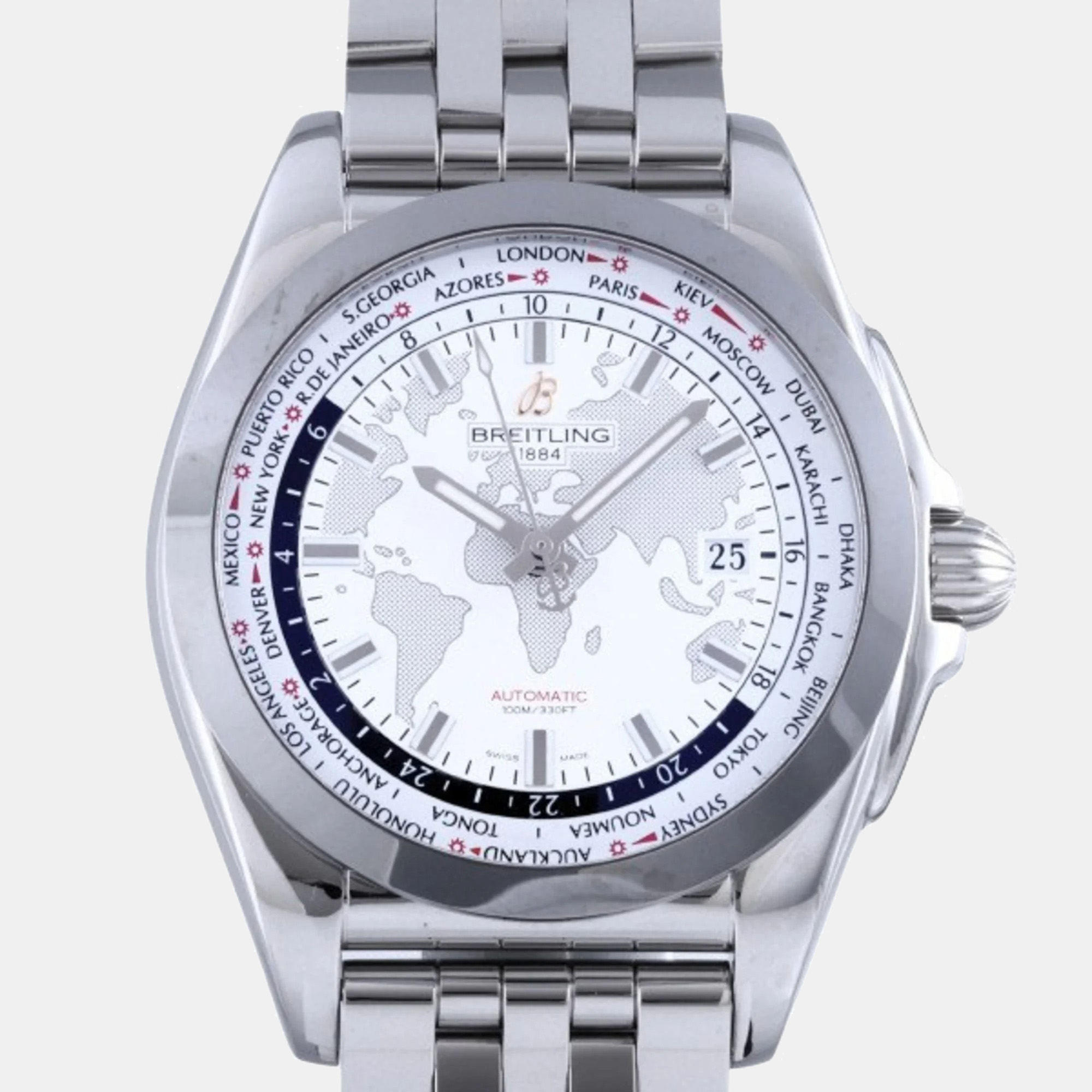 Breitling White Stainless Steel Galactic WB3510U0/A777 Automatic Men's Wristwatch 44 Mm