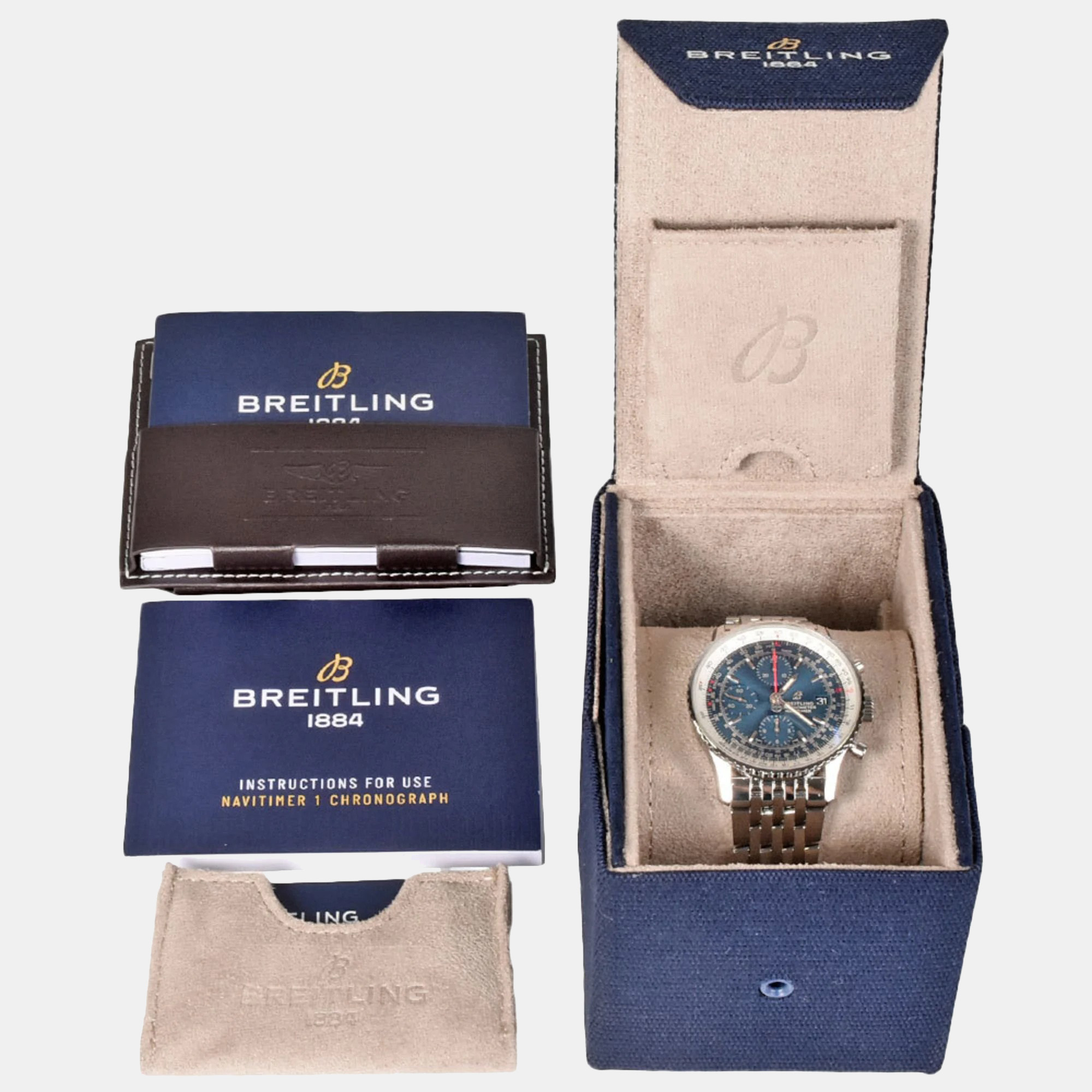 Breitling Blue Stainless Steel Navitimer A13324121C1A1 Automatic Men's Wristwatch 41 Mm