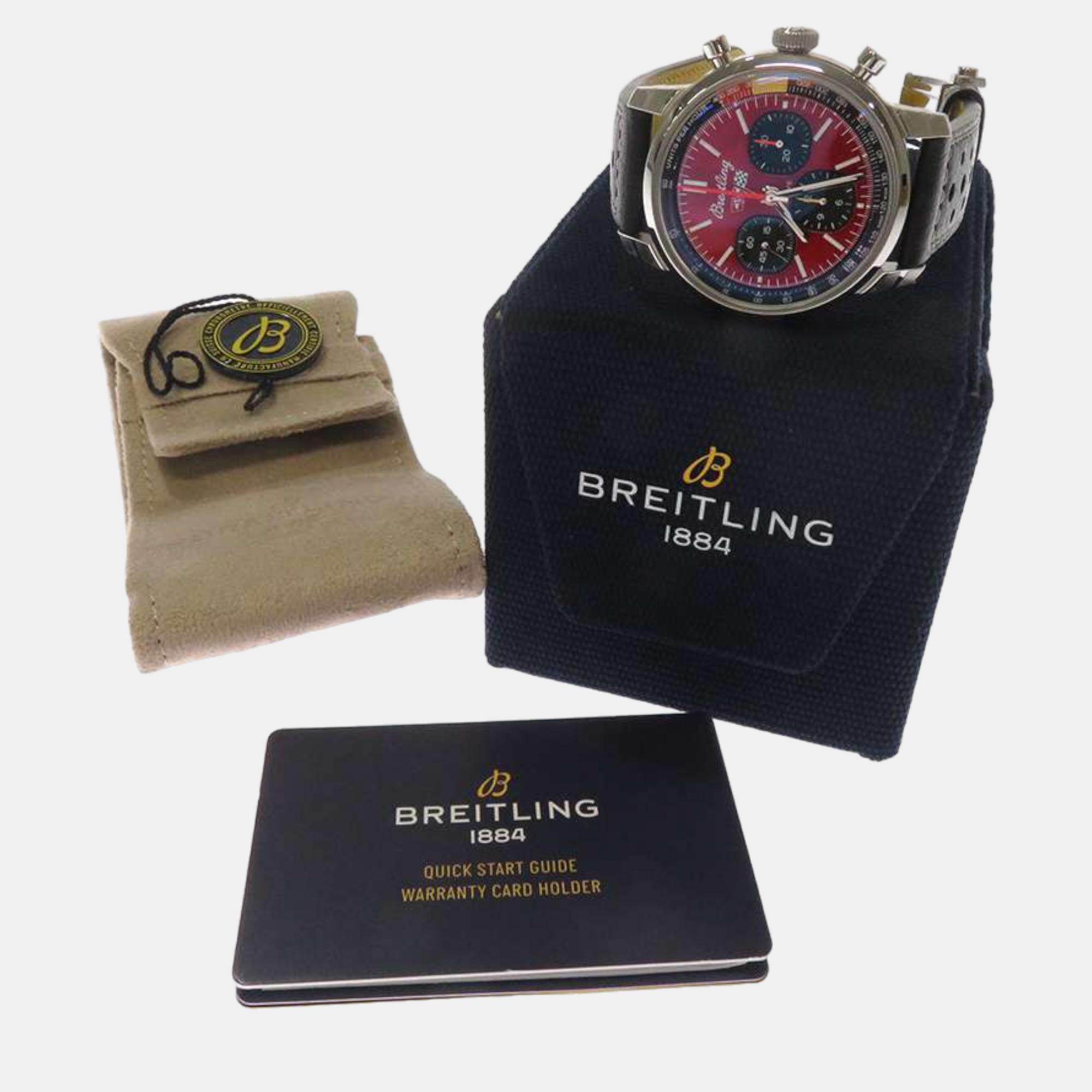 Breitling Red Stainless Steel Top Time AB01761A1K1X1 Automatic Men's Wristwatch 41 Mm