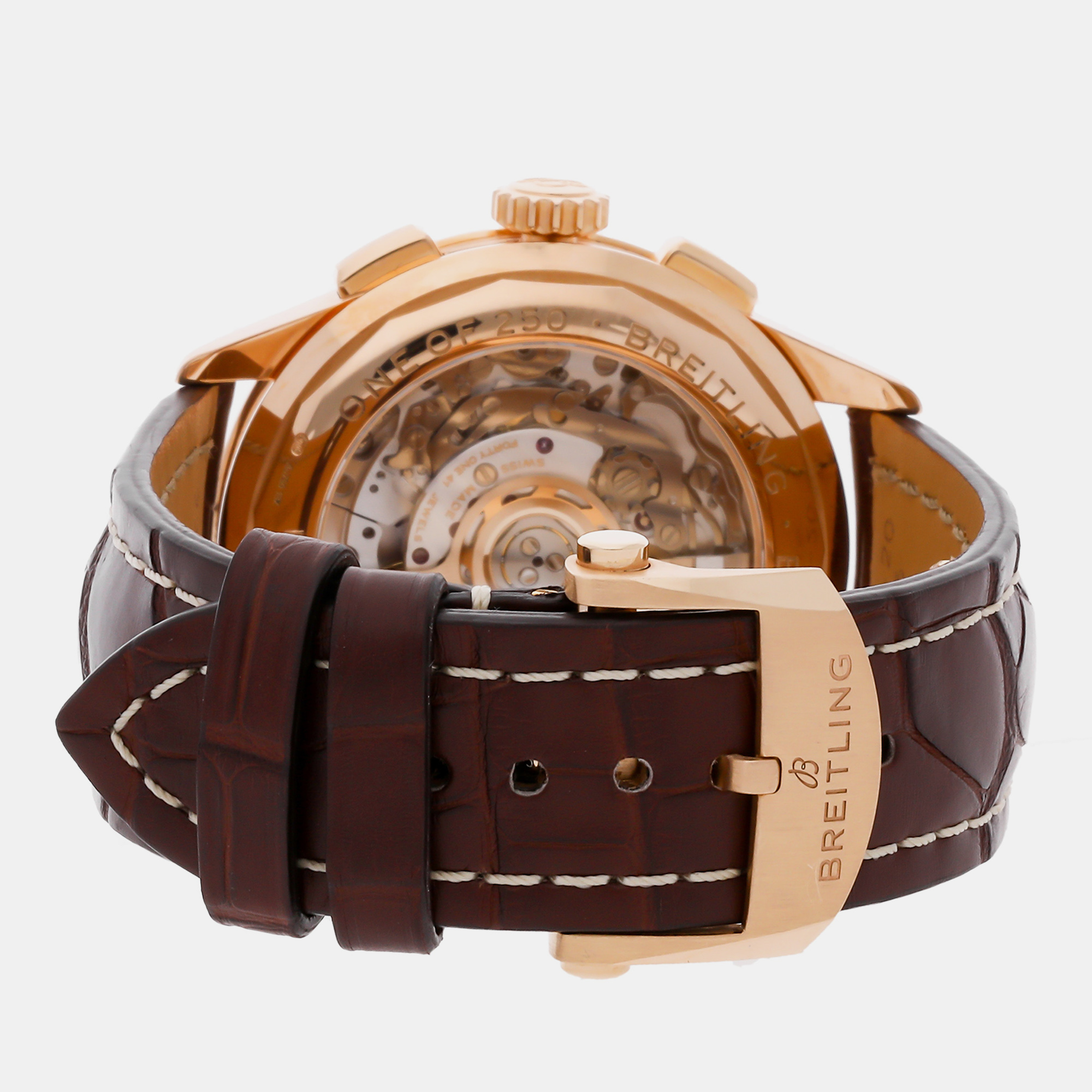 Breitling Silver 18k Rose Gold Premier RB0118371G1P2 Automatic Men's Wristwatch 42 Mm