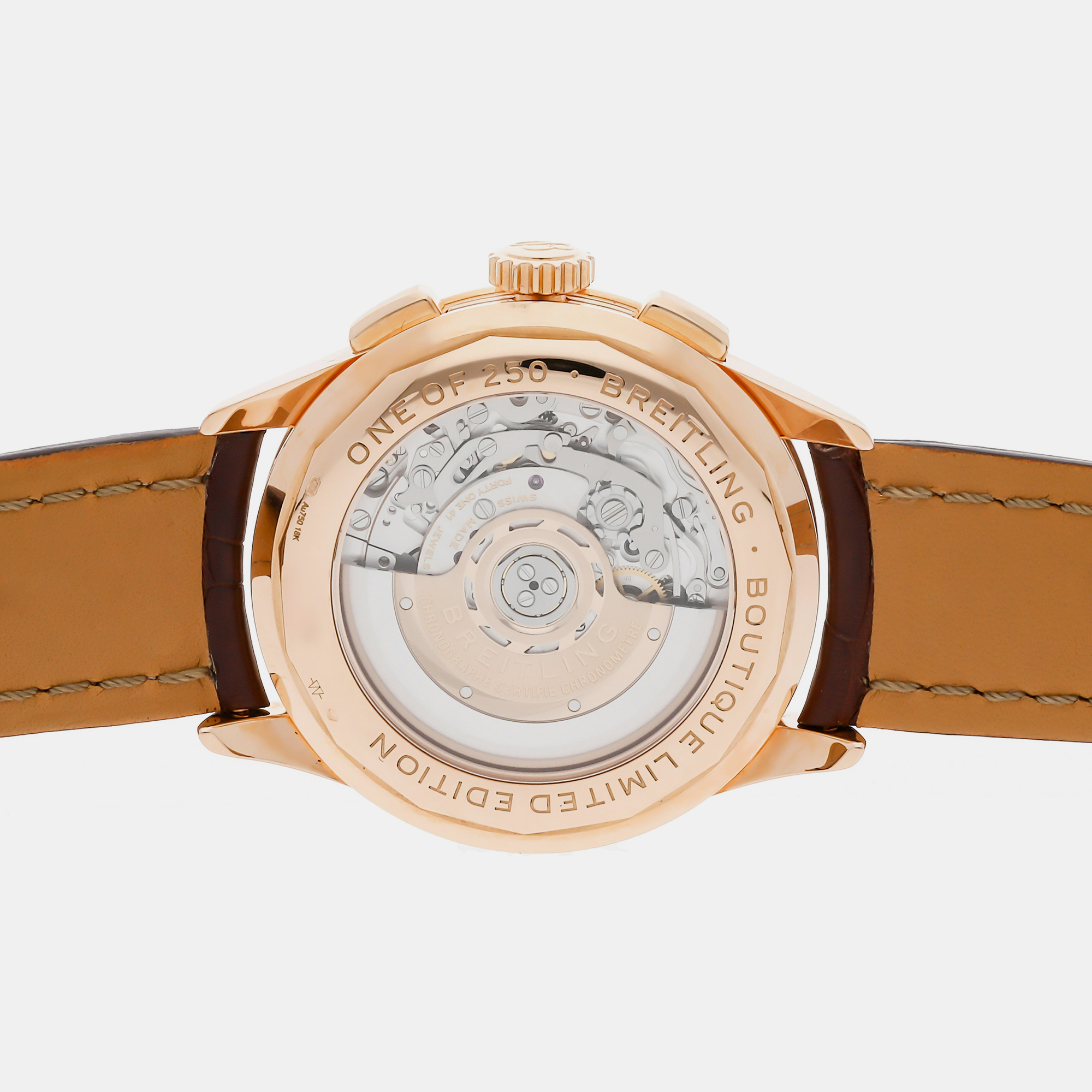 Breitling Silver 18k Rose Gold Premier RB0118371G1P2 Automatic Men's Wristwatch 42 Mm