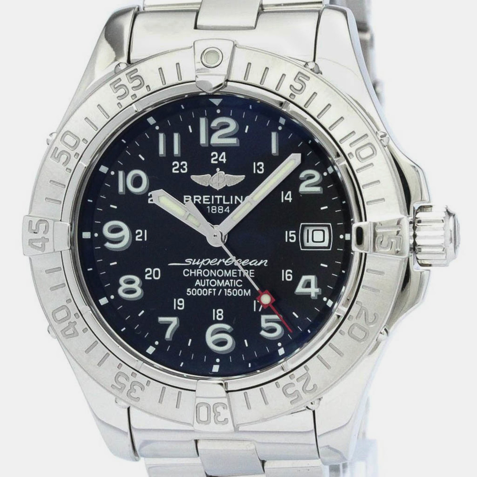 Breitling Black Stainless Steel Superocean A17360 Automatic Men's Wristwatch 41 Mm