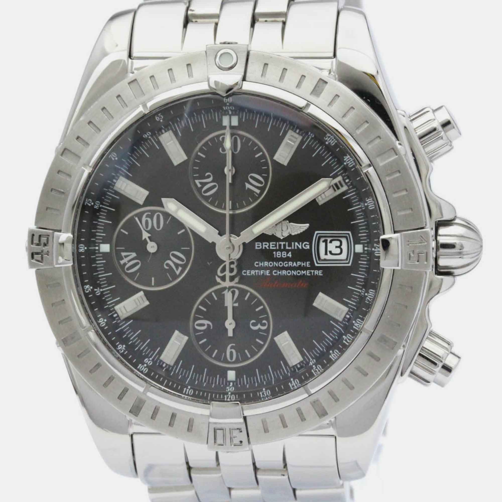 Breitling Grey Stainless Steel Chronomat A13356 Automatic Chronograph Men's Wristwatch 44 Mm