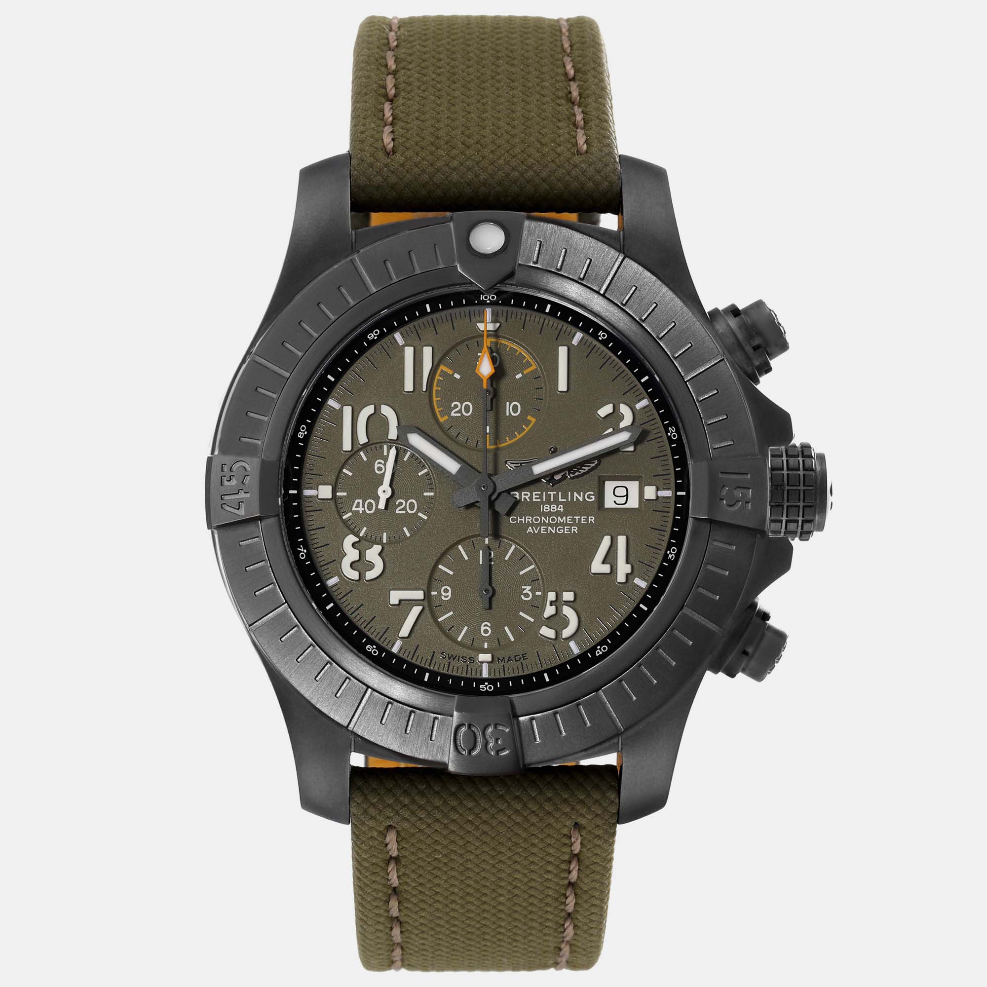 Breitling Green Titanium Avenger V13317 Automatic Men's Wristwatch 45 Mm