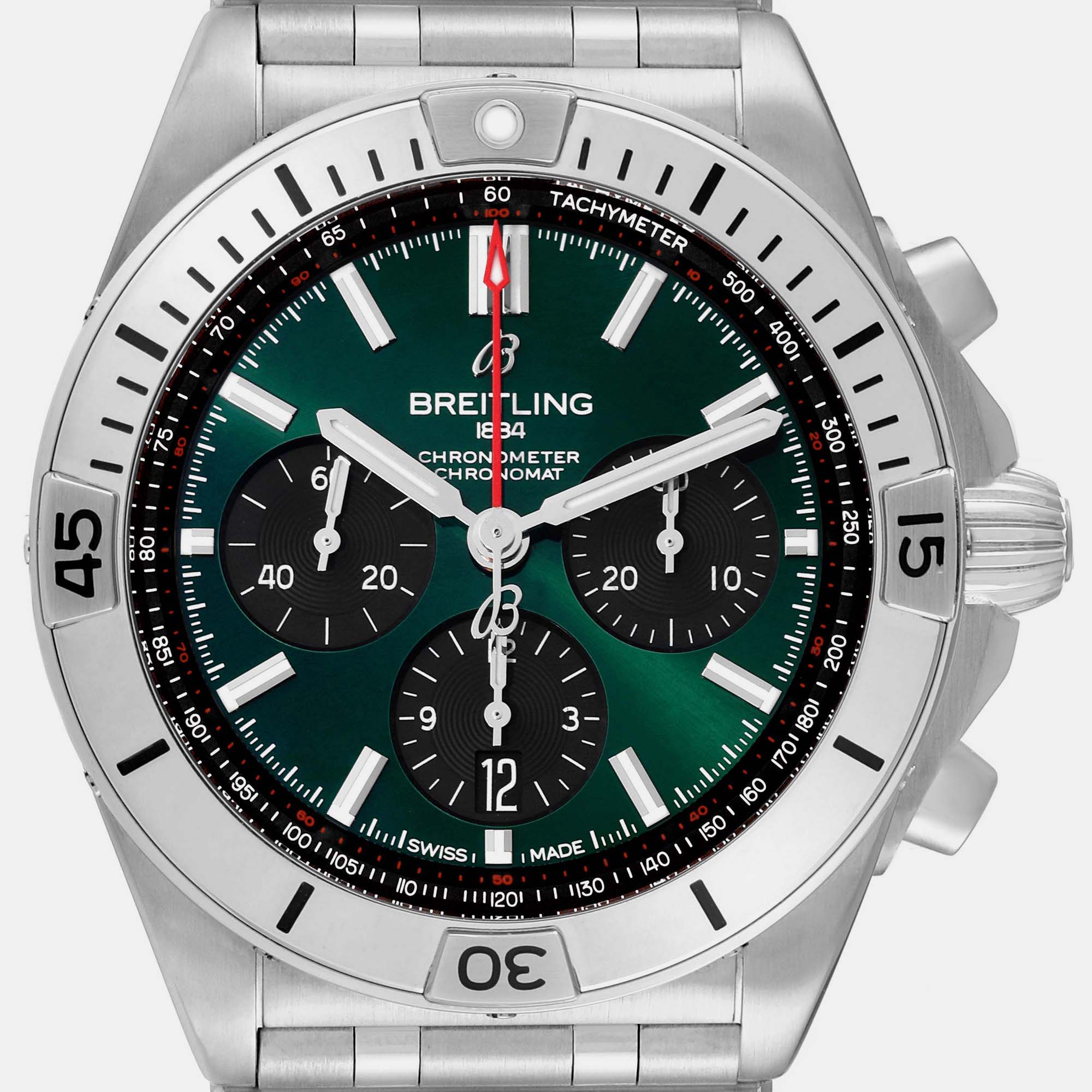 Breitling Green Stainless Steel Chronomat AB0134 Automatic Men's Wristwatch 42 Mm