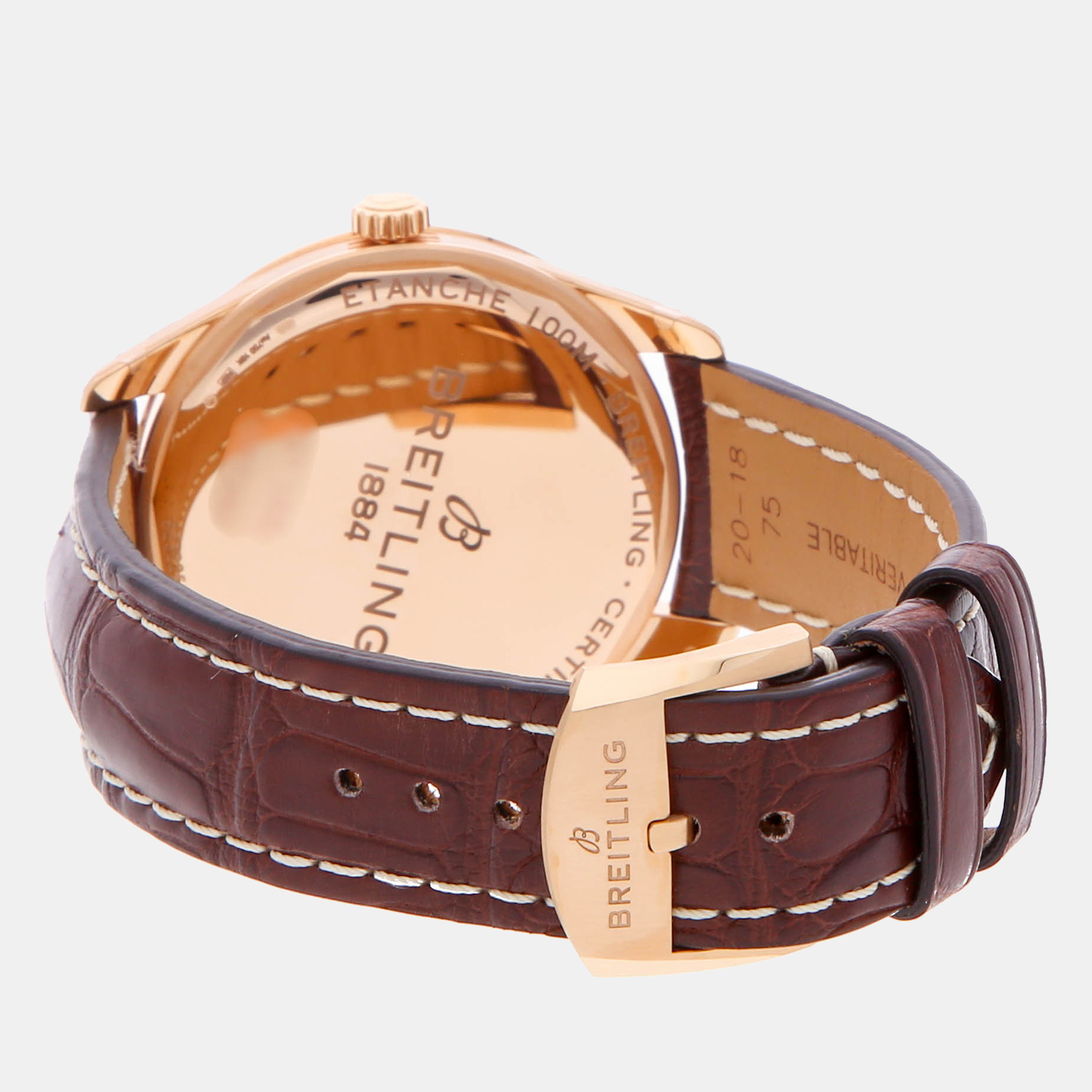 Breitling Silver 18k Rose Gold Premier R37340351G1P1 Automatic Men's Wristwatch 40 Mm