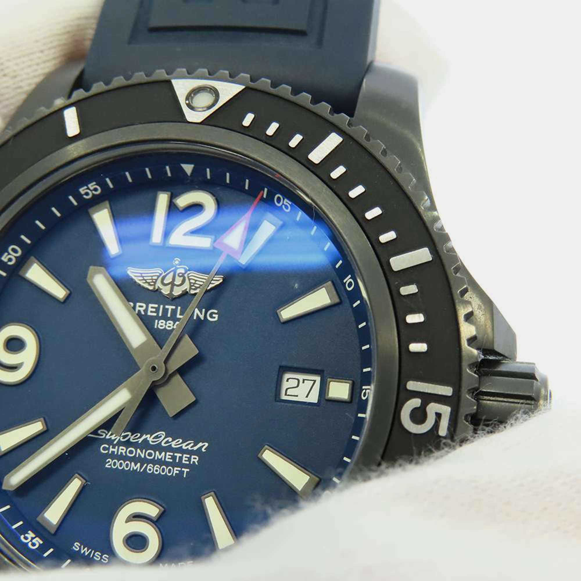 Breitling Blue Stainless Steel Superocean M17368D71C1S1 Automatic Men's Wristwatch 46 Mm