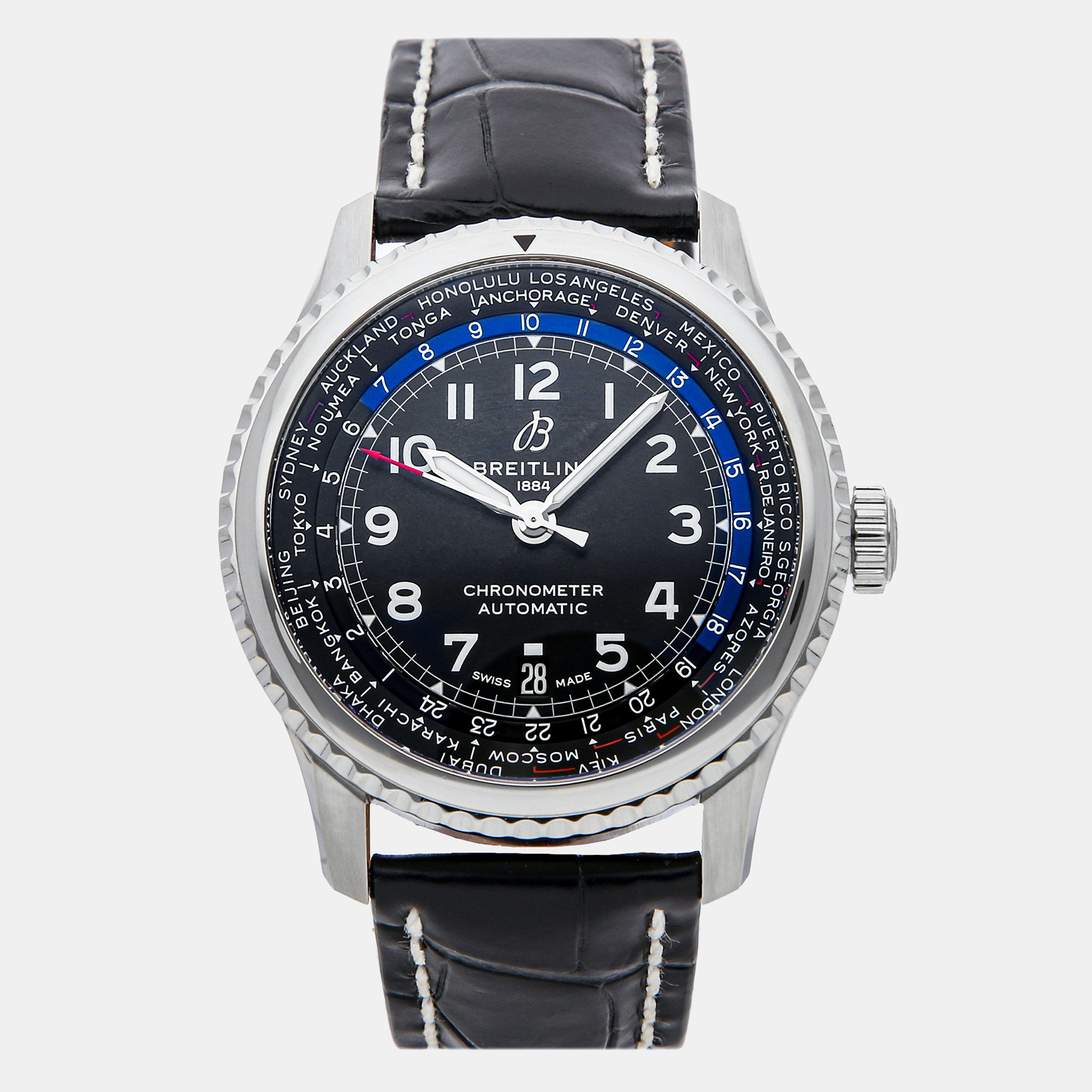 Breitling Black Stainless Steel Navitimer AB3521U41B1P1 Automatic Men's Wristwatch 43 Mm