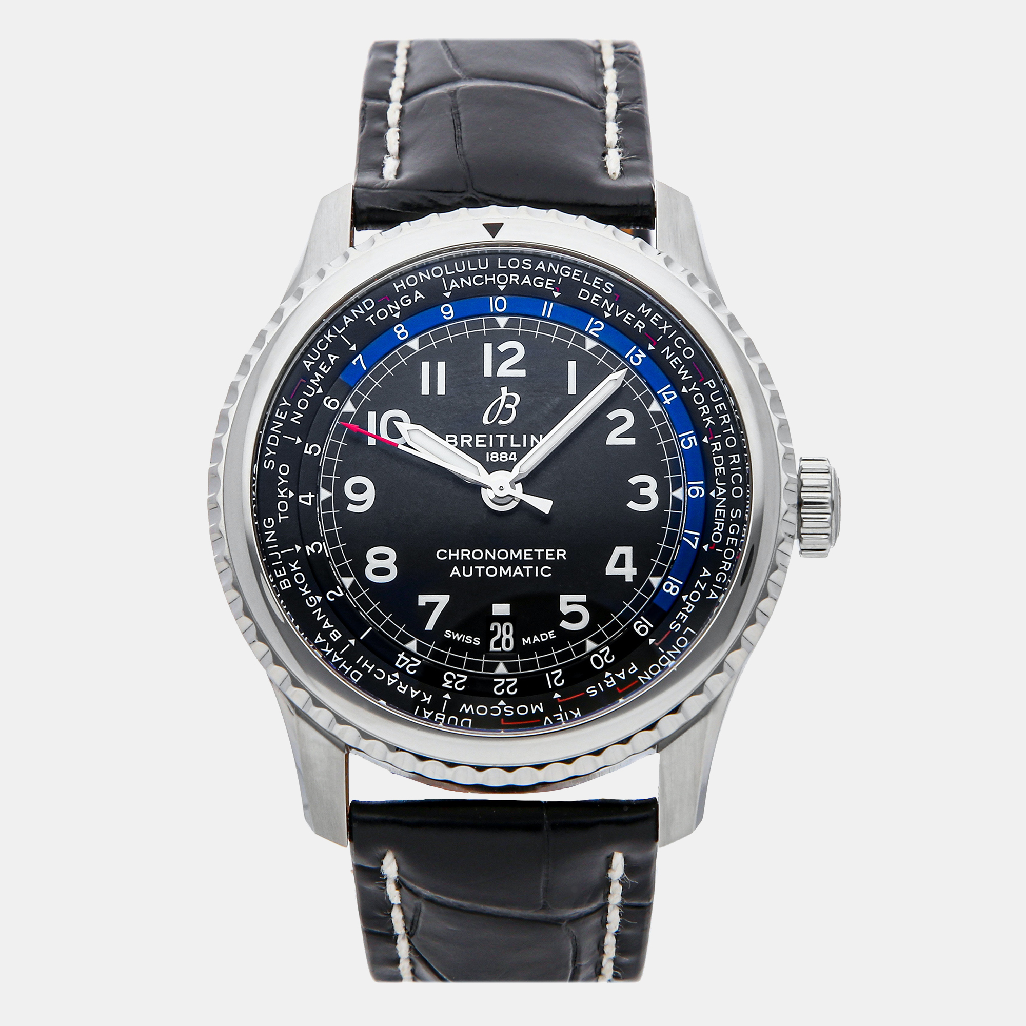 Breitling Black Stainless Steel Navitimer AB3521U41B1P1 Automatic Men's Wristwatch 43 Mm