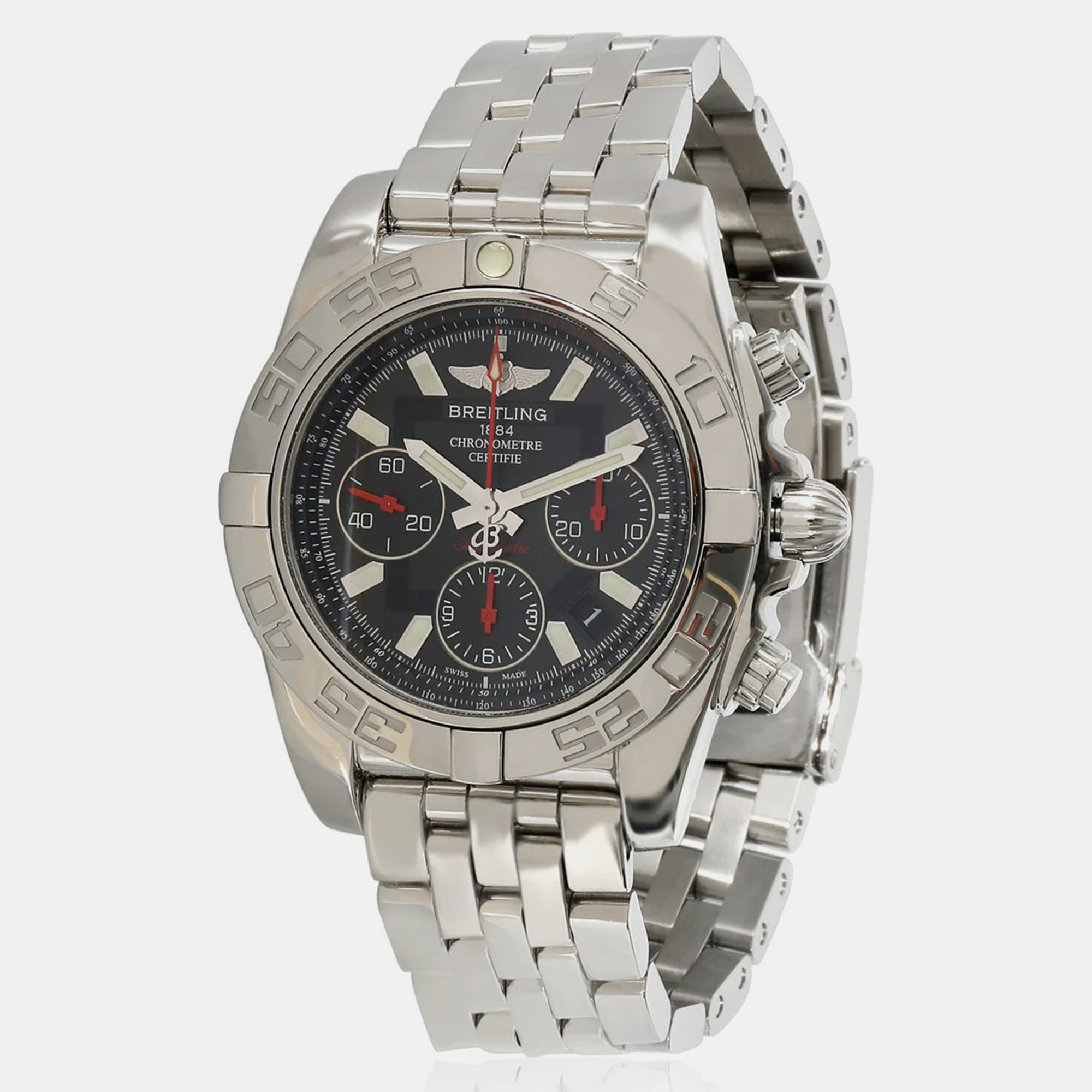 Breitling Black Stainless Steel Chronomat AB014112/BB47 Automatic Chronograph Men's Wristwatch 41 Mm