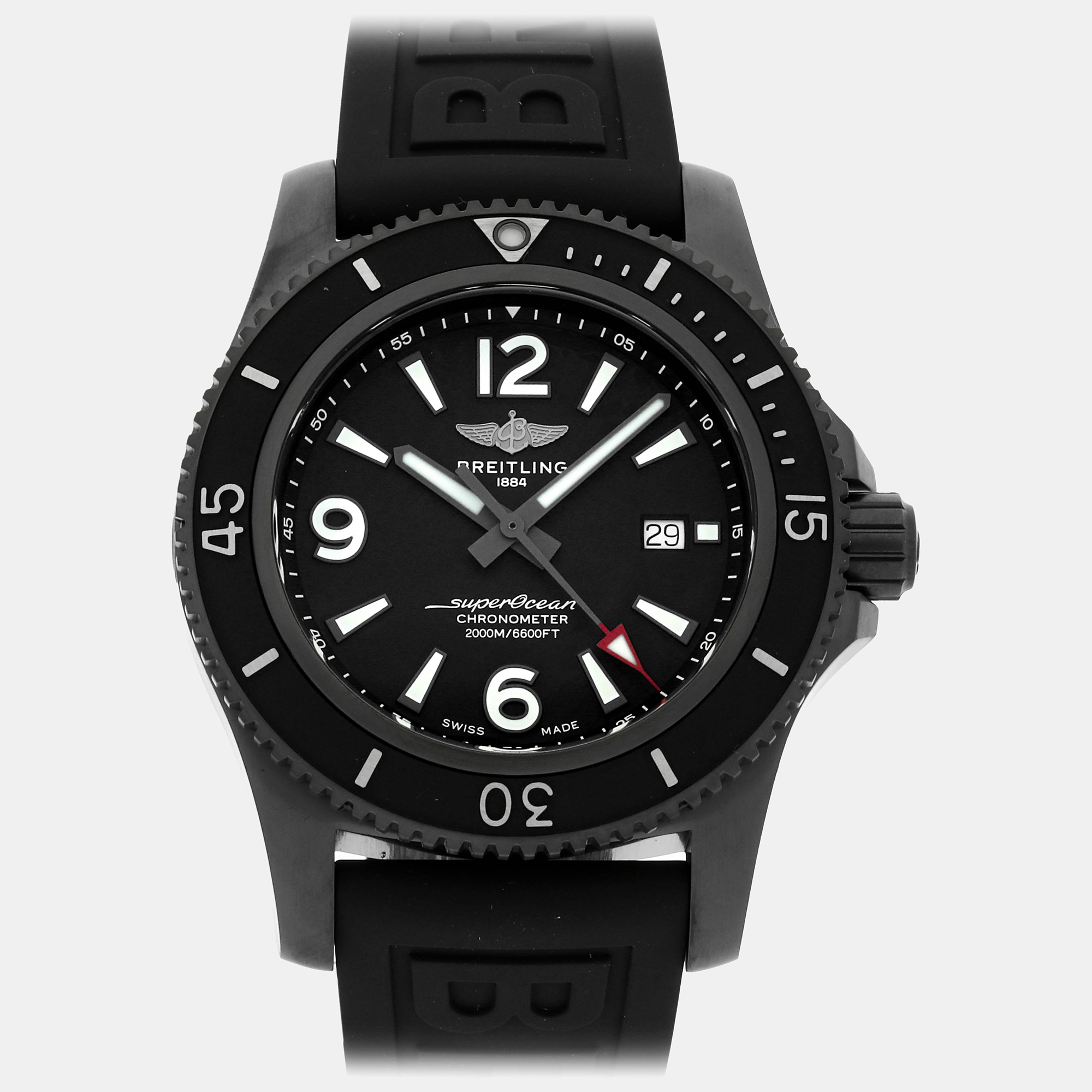 Breitling Black Stainless Steel Superocean M17368B71B1S2 Automatic Men's Wristwatch 46 Mm