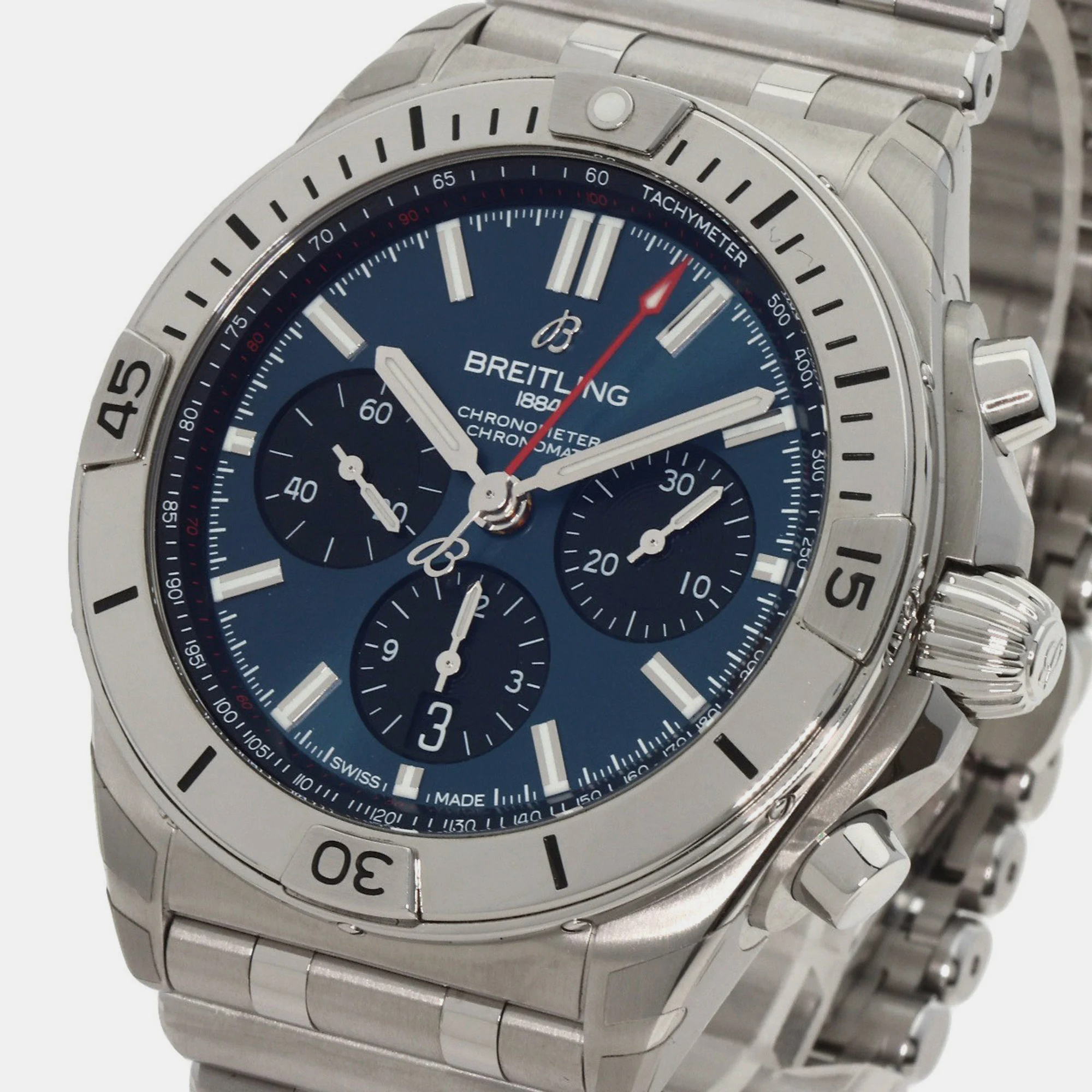 Breitling Blue Stainless Steel Chronomat AB0134101C1A1 Automatic Chronograph Men's Wristwatch 42 Mm