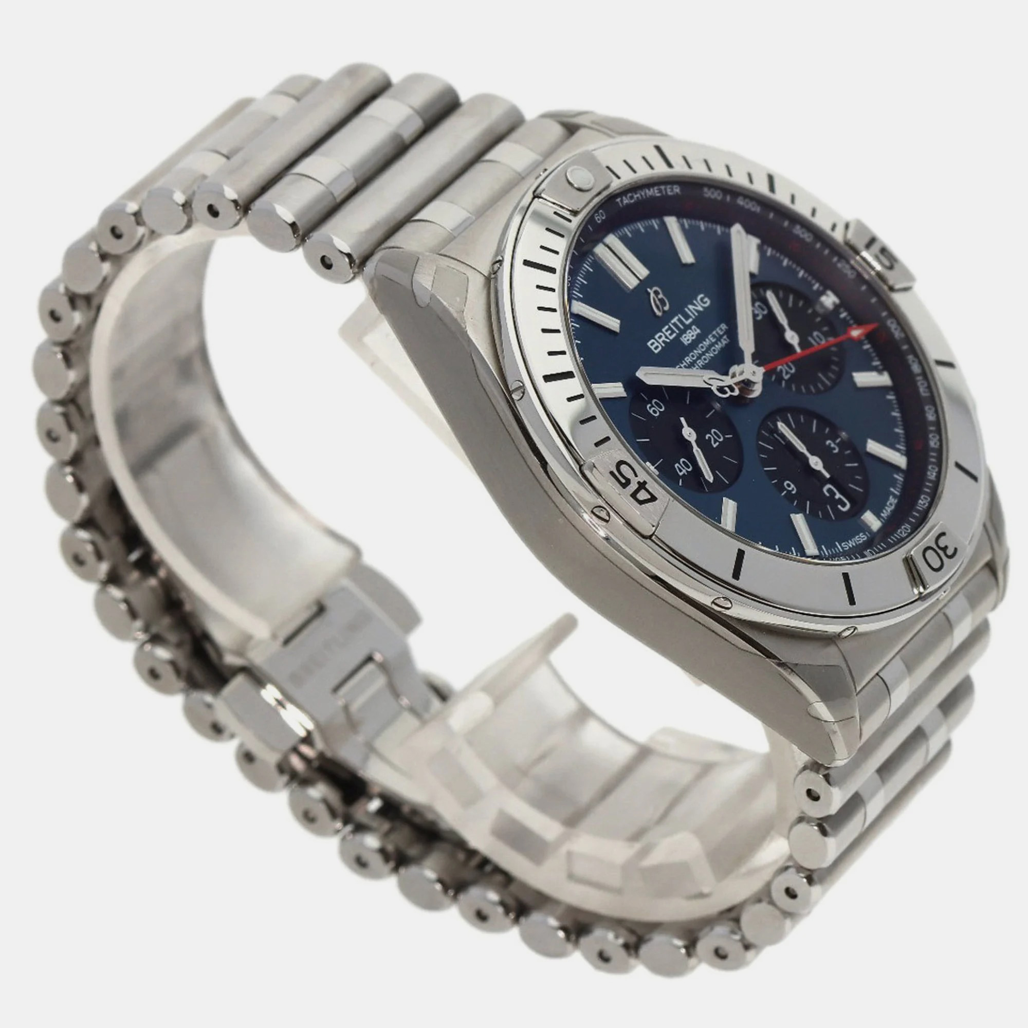 Breitling Blue Stainless Steel Chronomat AB0134101C1A1 Automatic Chronograph Men's Wristwatch 42 Mm