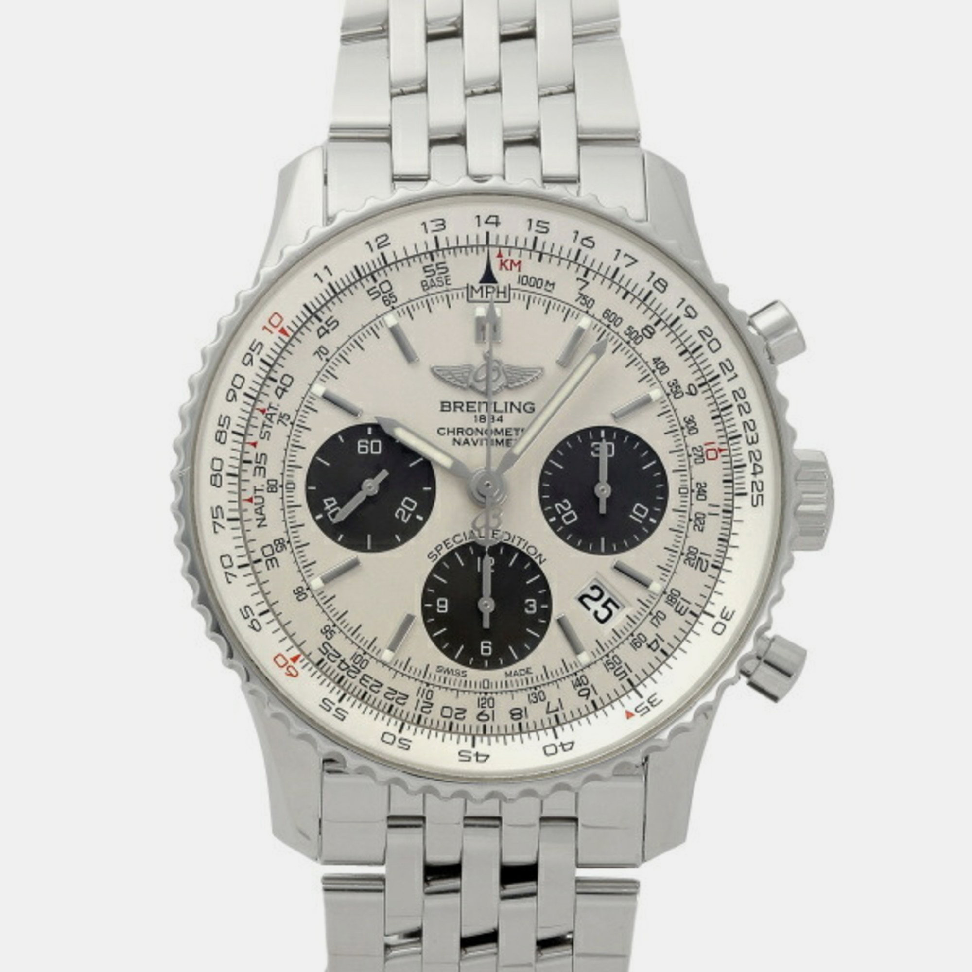 Breitling Silver Stainless Steel Navitimer AB012012/G826 Automatic Men's Wristwatch 43 Mm