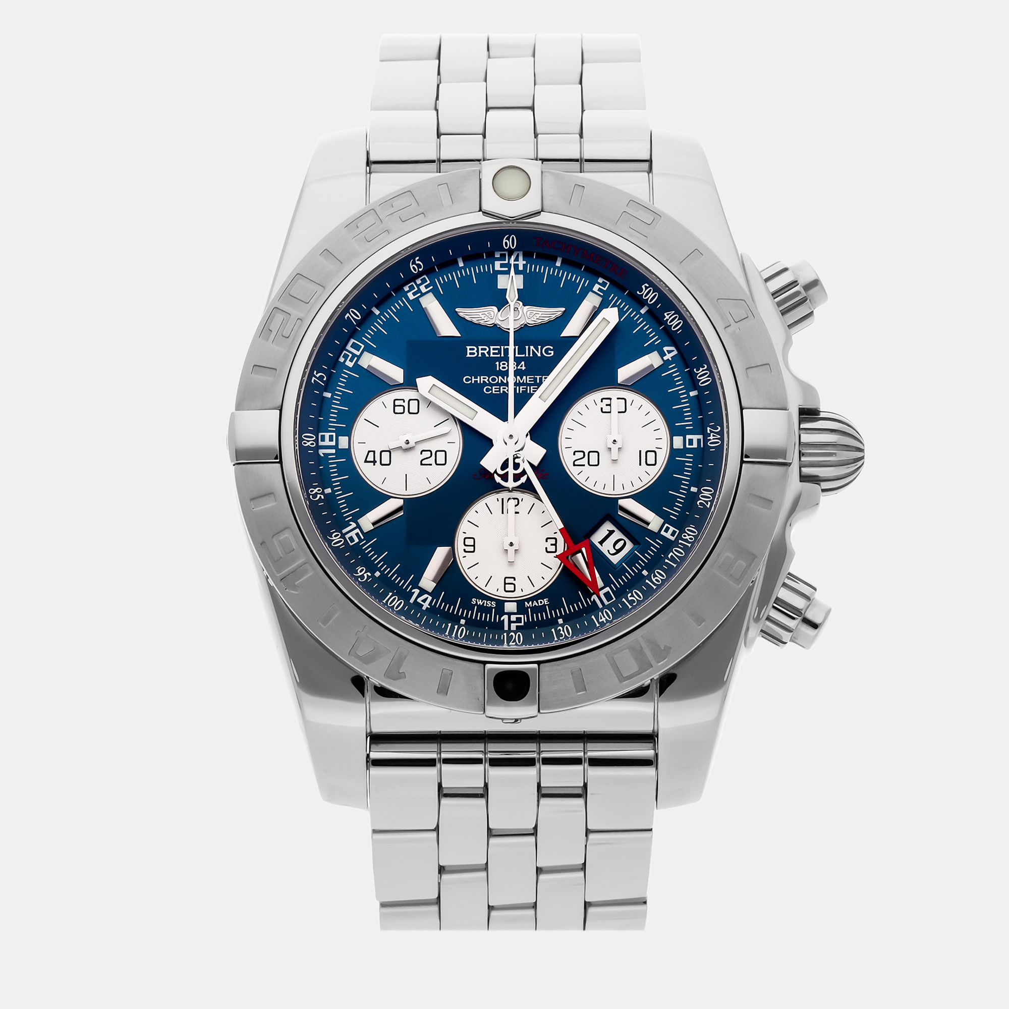 Breitling Blue Stainless Steel Chronomat AB042011/C851 Automatic Men's Wristwatch 44 Mm