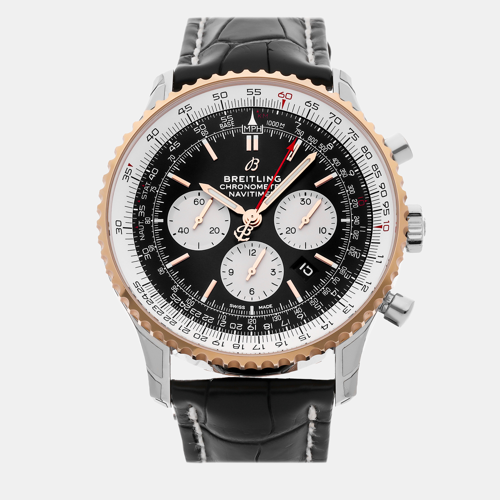 Breitling Black Stainless Steel Navitimer UB0127211B1P1 Automatic Men's Wristwatch 46 Mm