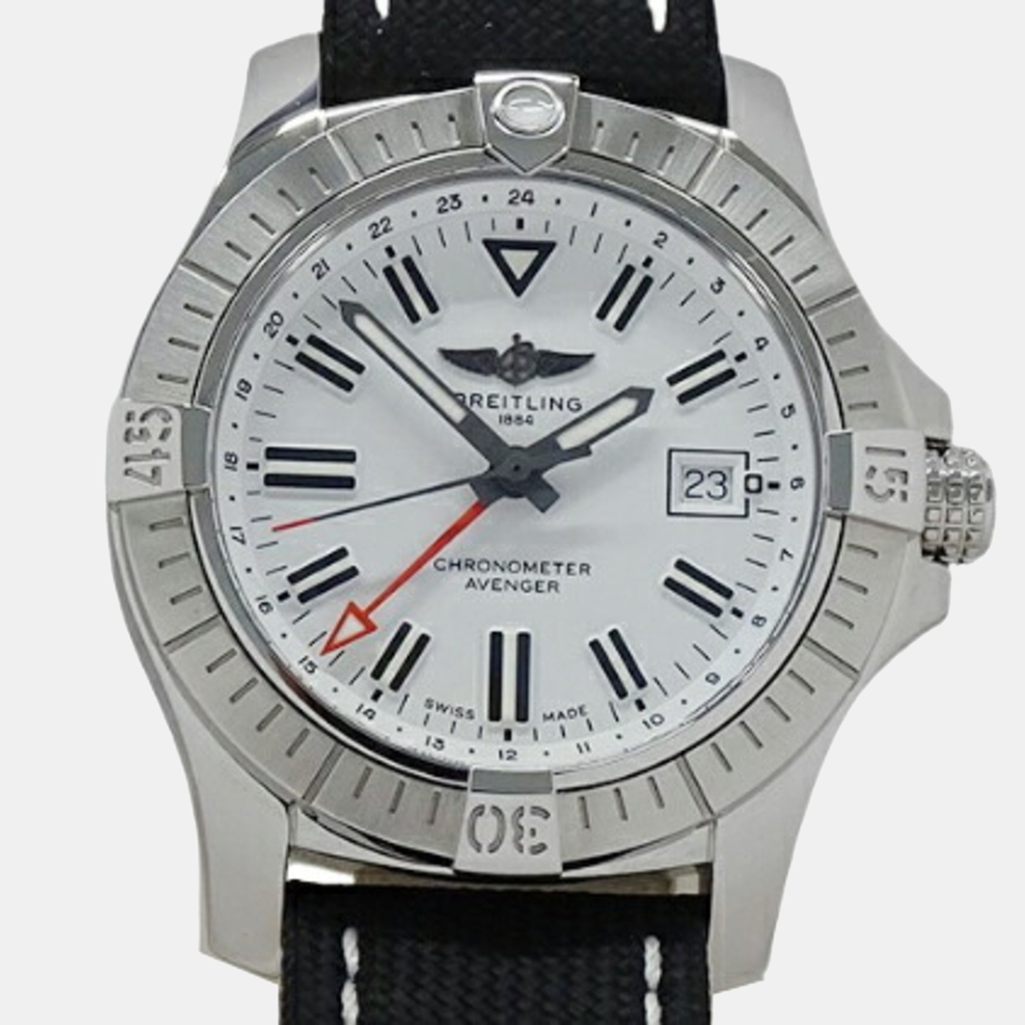 Breitling White Stainless Steel Avenger A32397 Automatic Men's Wristwatch 43 Mm