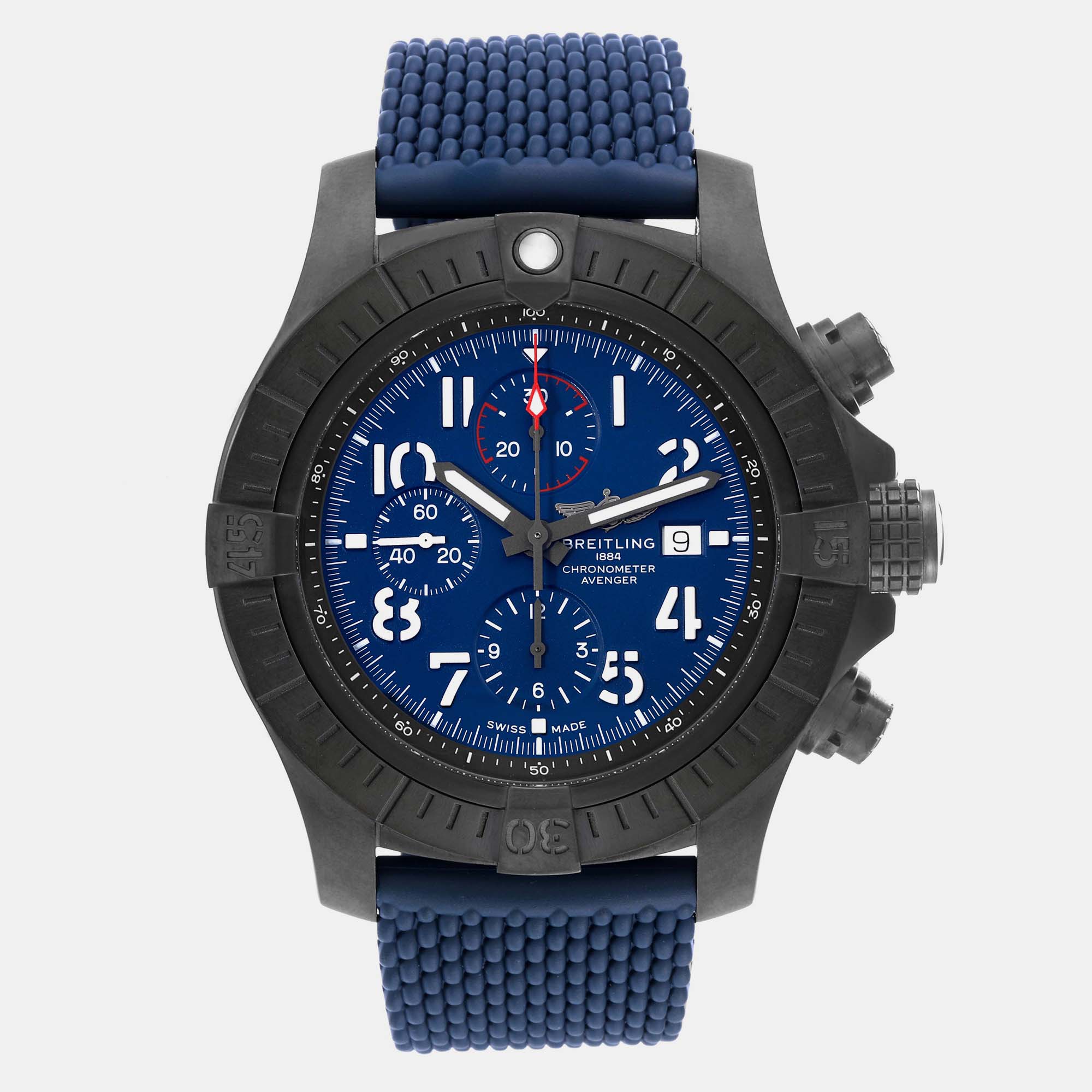 Breitling blue titanium avenger v13375 automatic men's wristwatch 48 mm