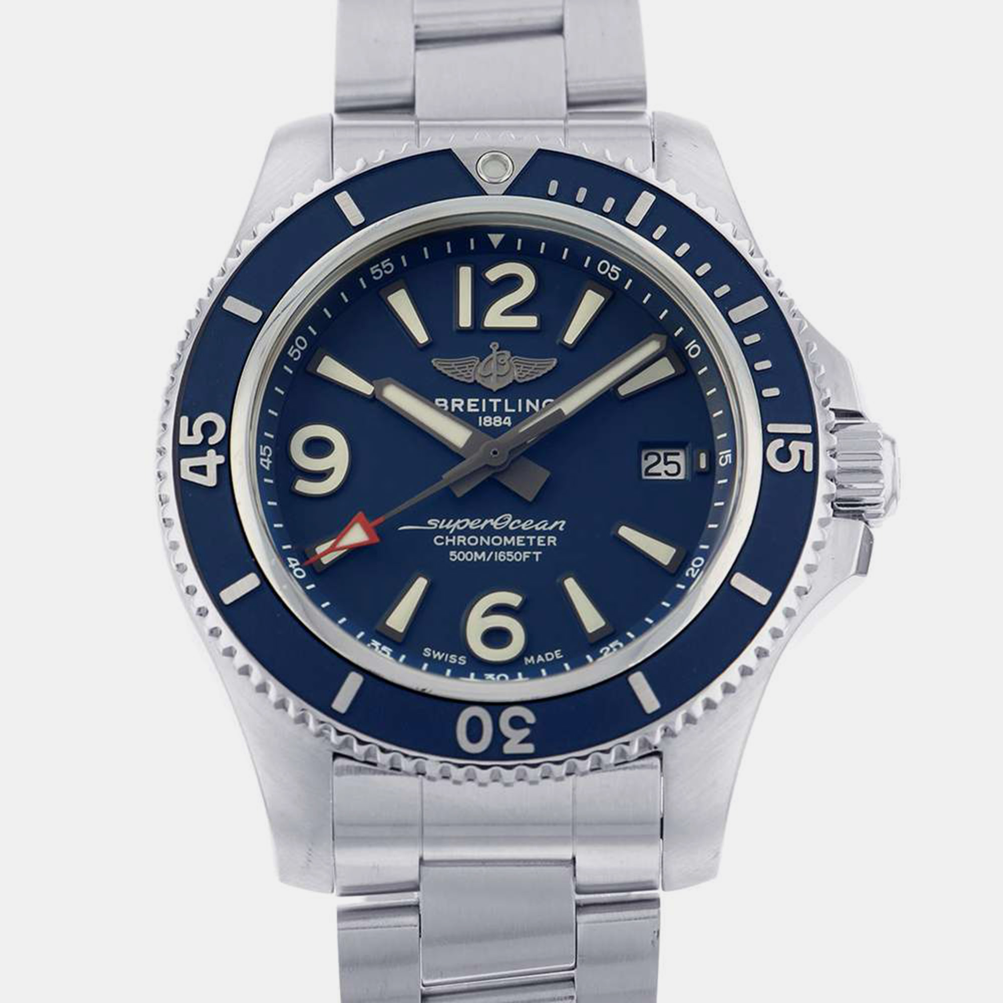 Breitling blue stainless steel superocean a17366d81c1a1 automatic men's wristwatch 42 mm