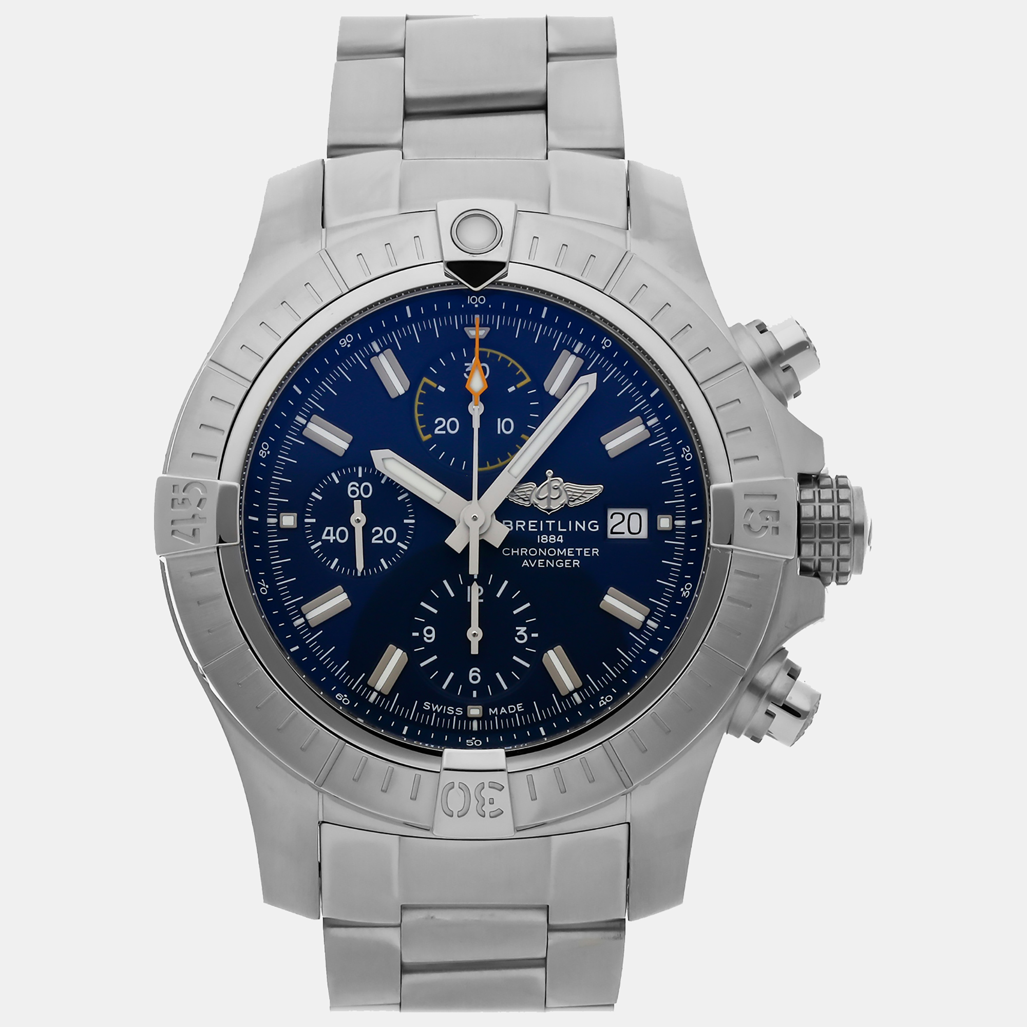 Breitling blue stainless steel avenger a13317101c1a1 automatic men's wristwatch 45 mm
