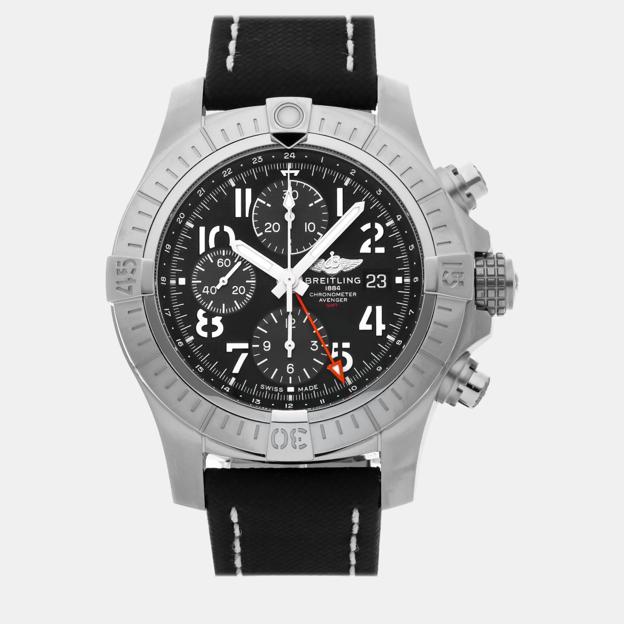 Breitling black stainless steel avenger a24315101b1x2 automatic men's wristwatch 45 mm