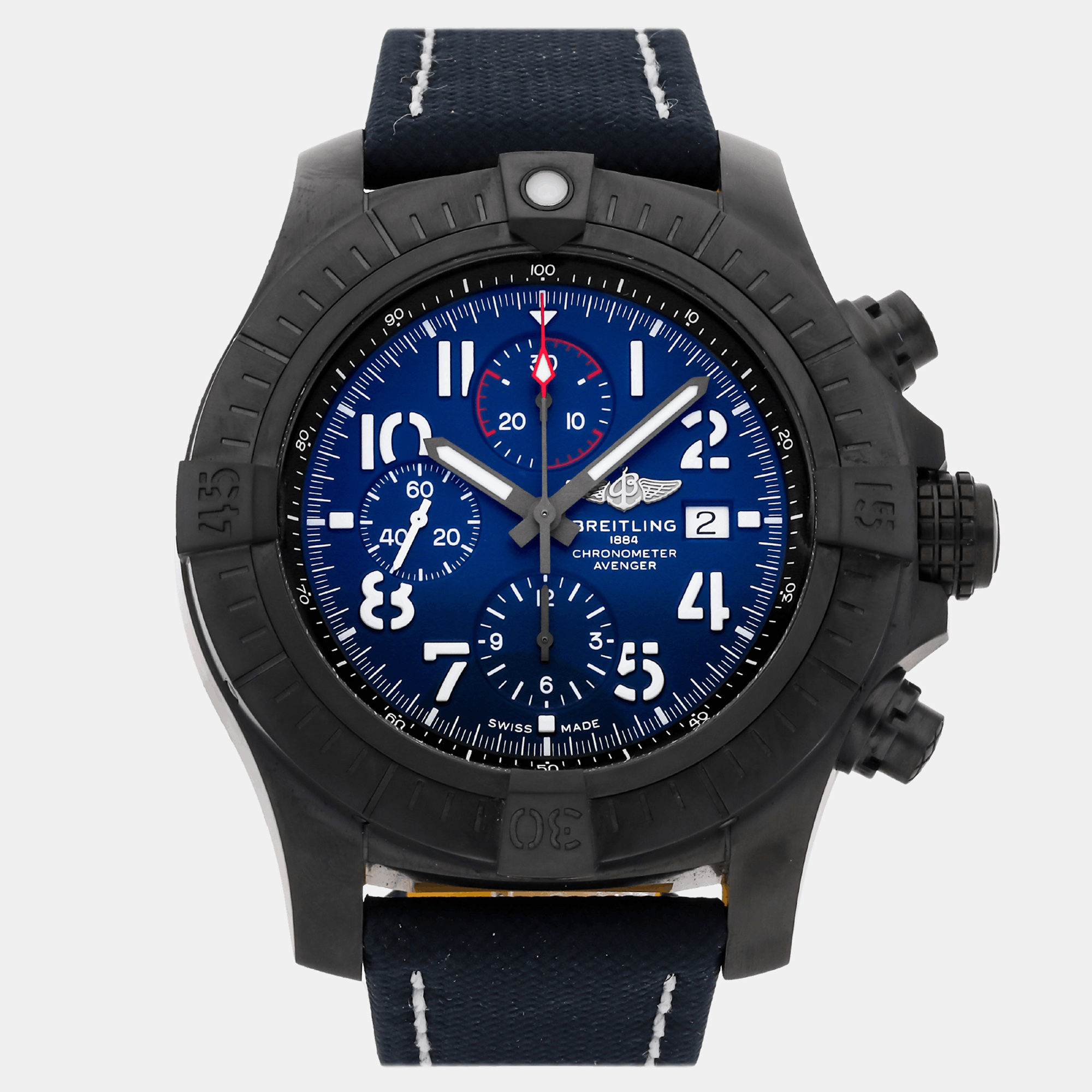 Breitling blue titanium avenger automatic men's wristwatch 48 mm