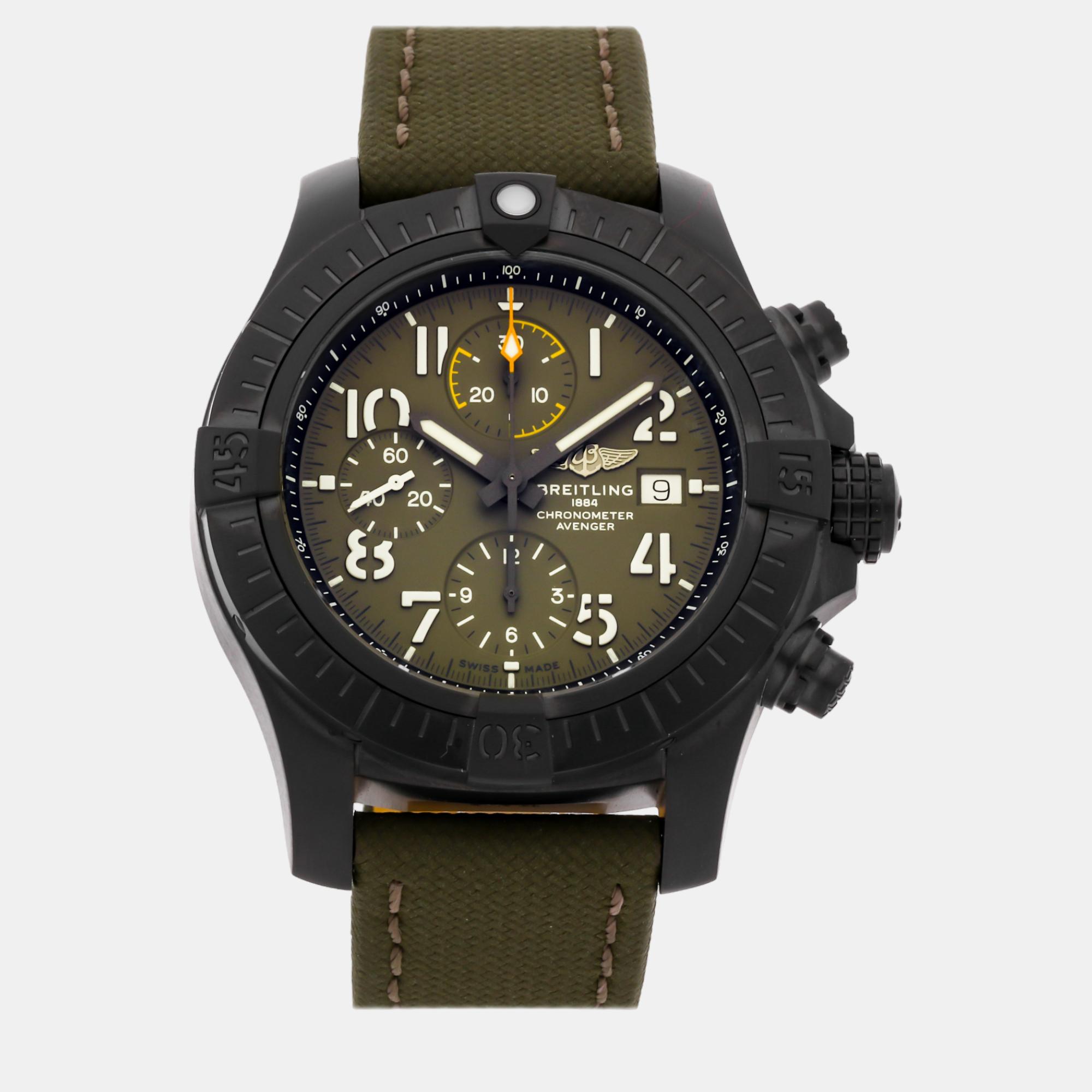 Breitling green titanium avenger automatic men's wristwatch 45 mm