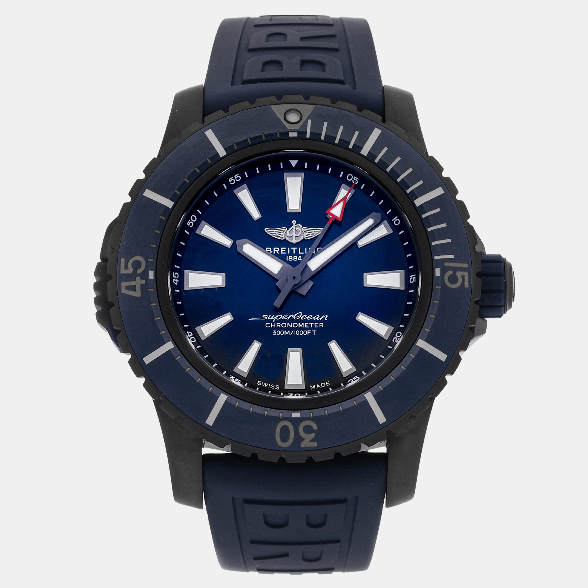 Breitling blue superocean automatic men's wristwatch 48 mm