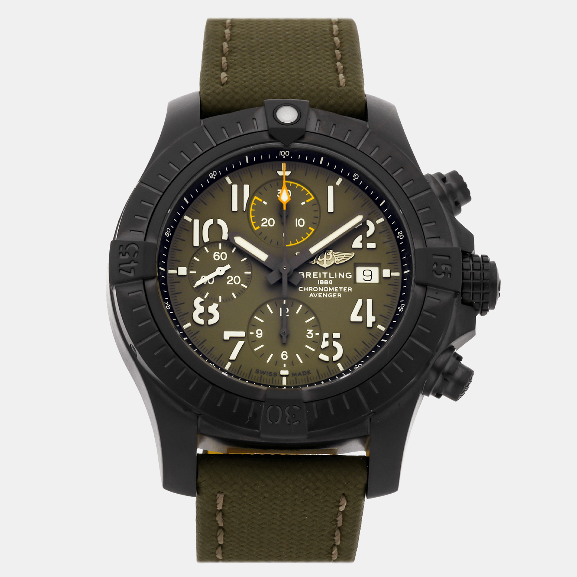 Breitling green titanium avenger automatic men's wristwatch 45 mm