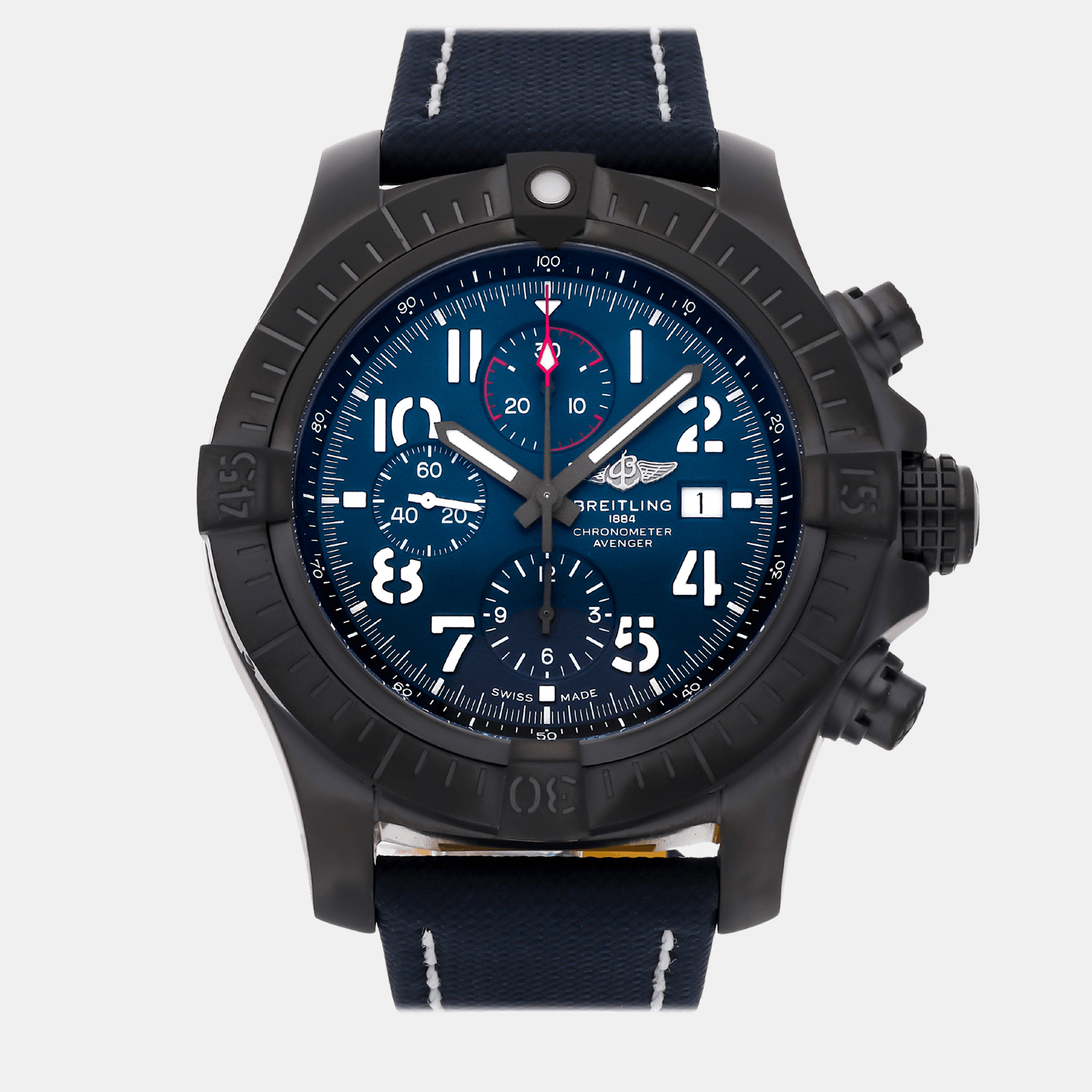 Breitling blue titanium avenger automatic men's wristwatch 48 mm