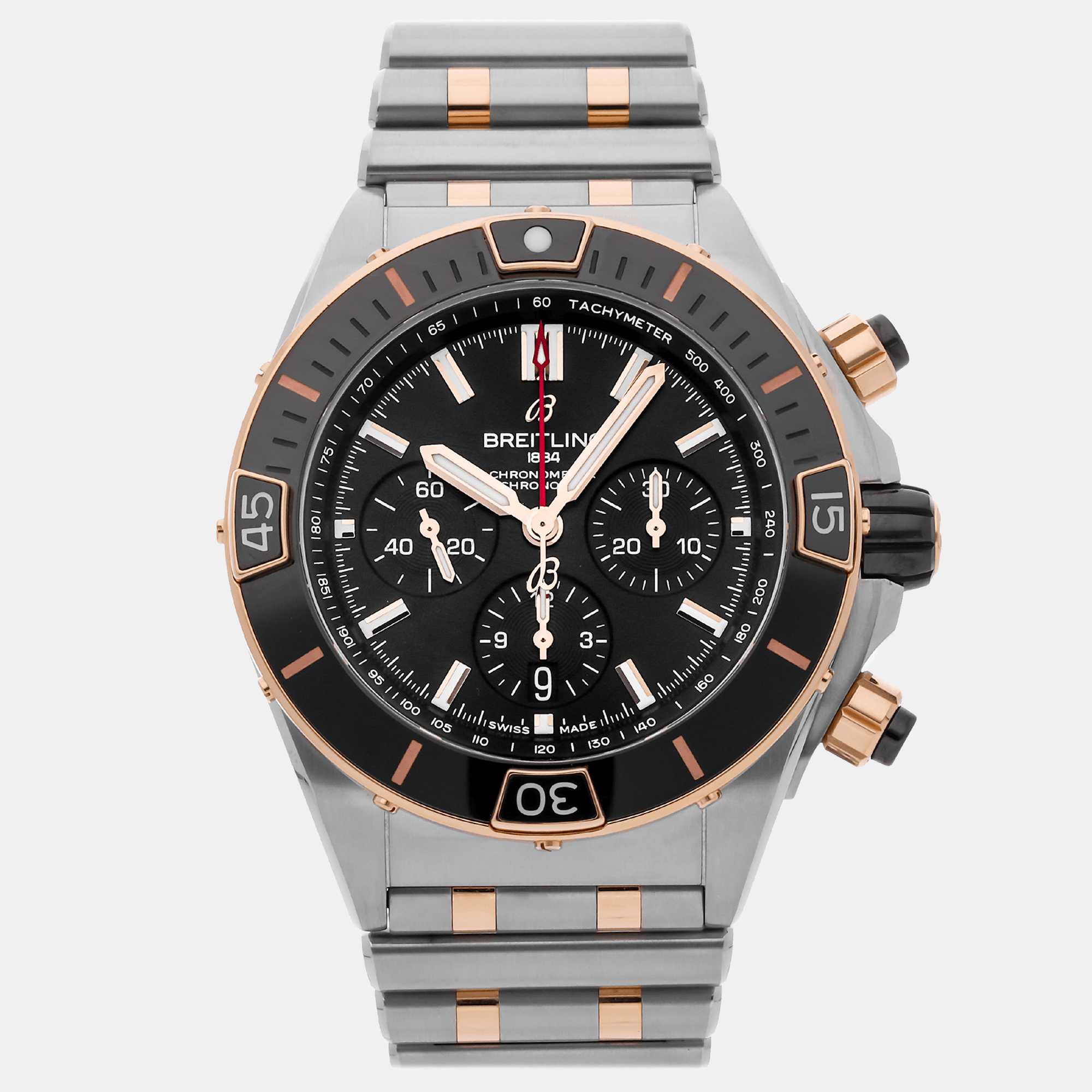 Breitling black stainless steel chronomat ub0136251b1u1 automatic men's wristwatch 44 mm