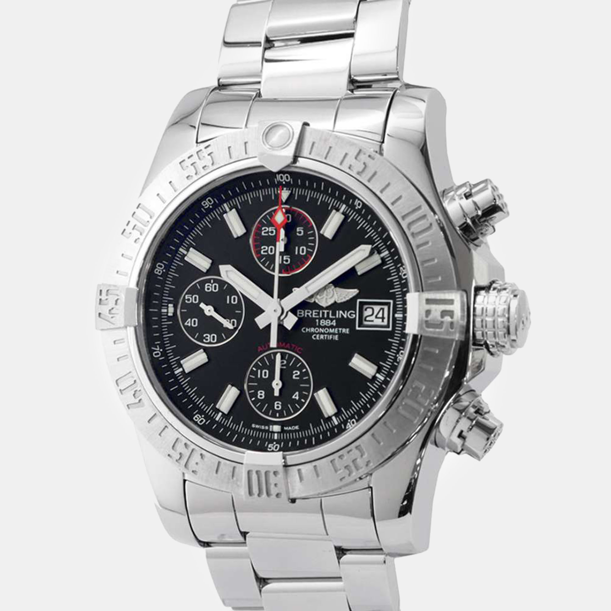 Breitling black stainless steel avenger ii a1338111/bc32 automatic men's wristwatch 43 mm