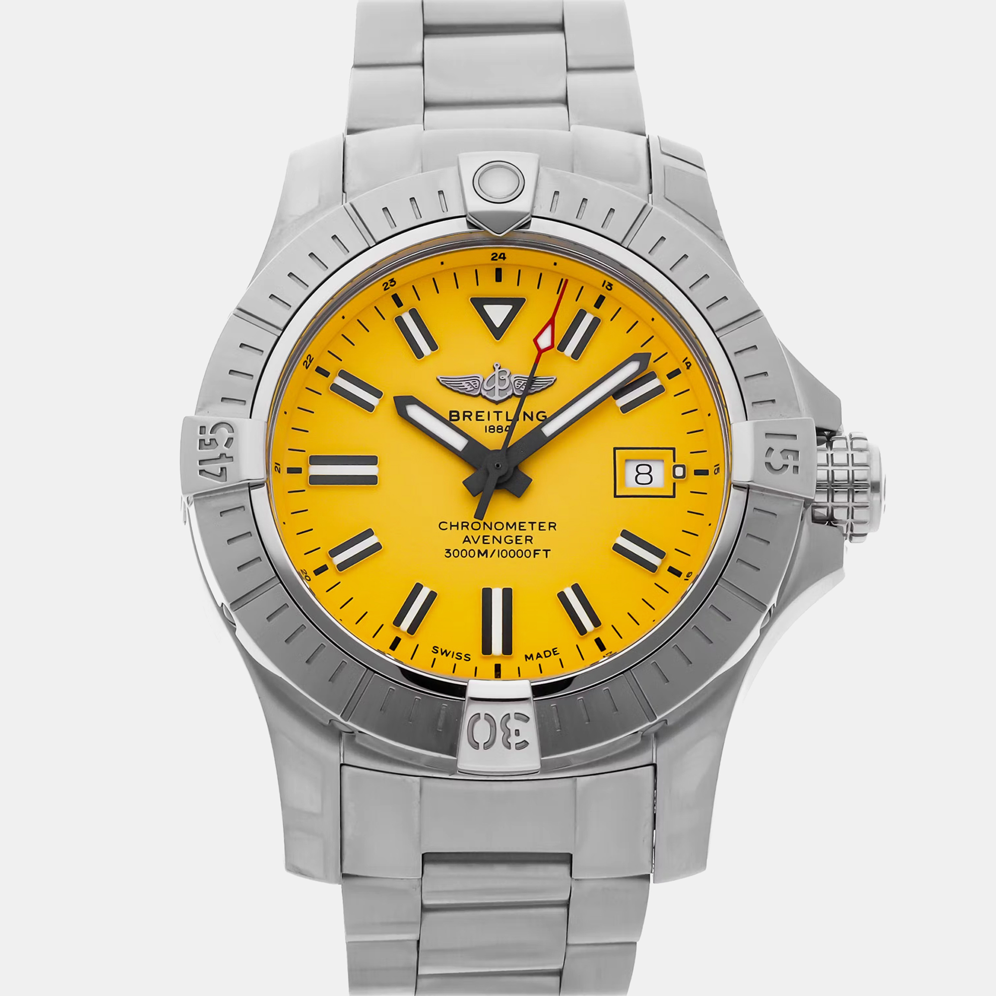 Breitling yellow stainless steel avenger seawolf a17319101i1a1 automatic men's wristwatch 45 mm