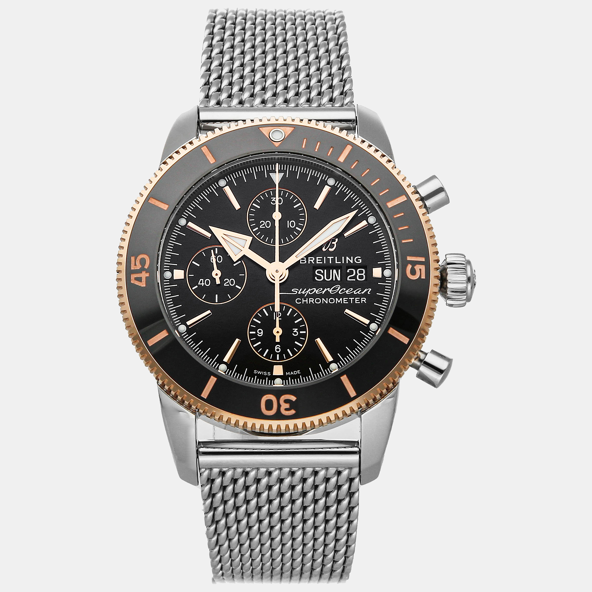 Breitling black stainless steel superocean u13313121b1a1 automatic men's wristwatch 44 mm
