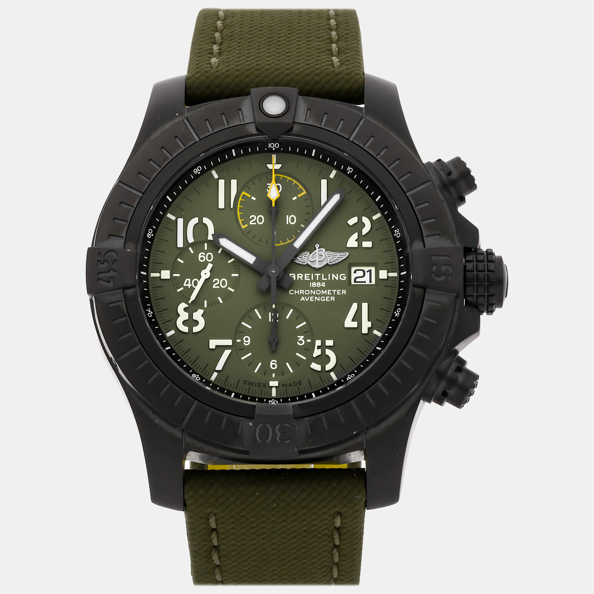 Breitling green titanium avenger v13317101l1x2 automatic men's wristwatch 45 mm