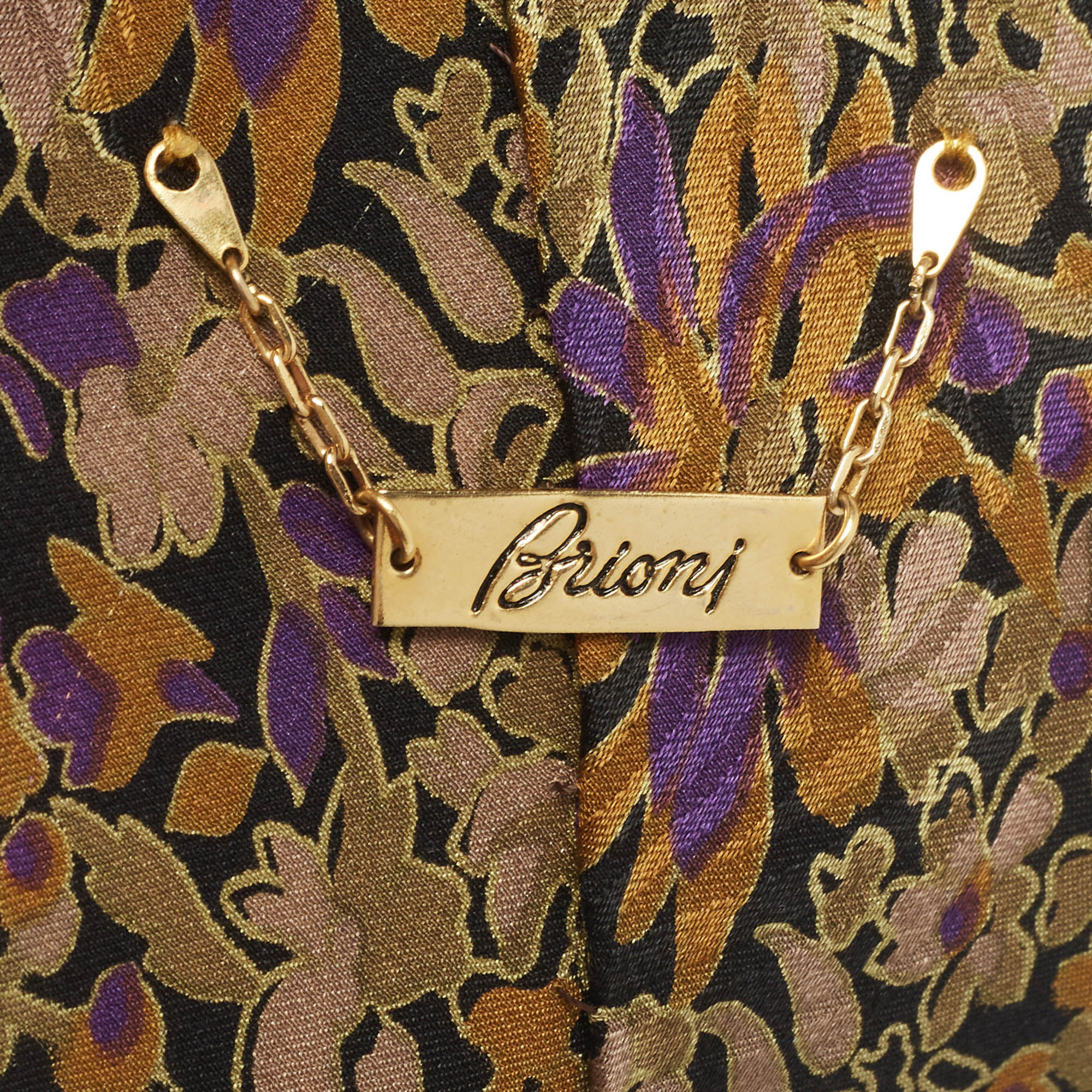 Brioni Brown Floral Printed Silk Tie