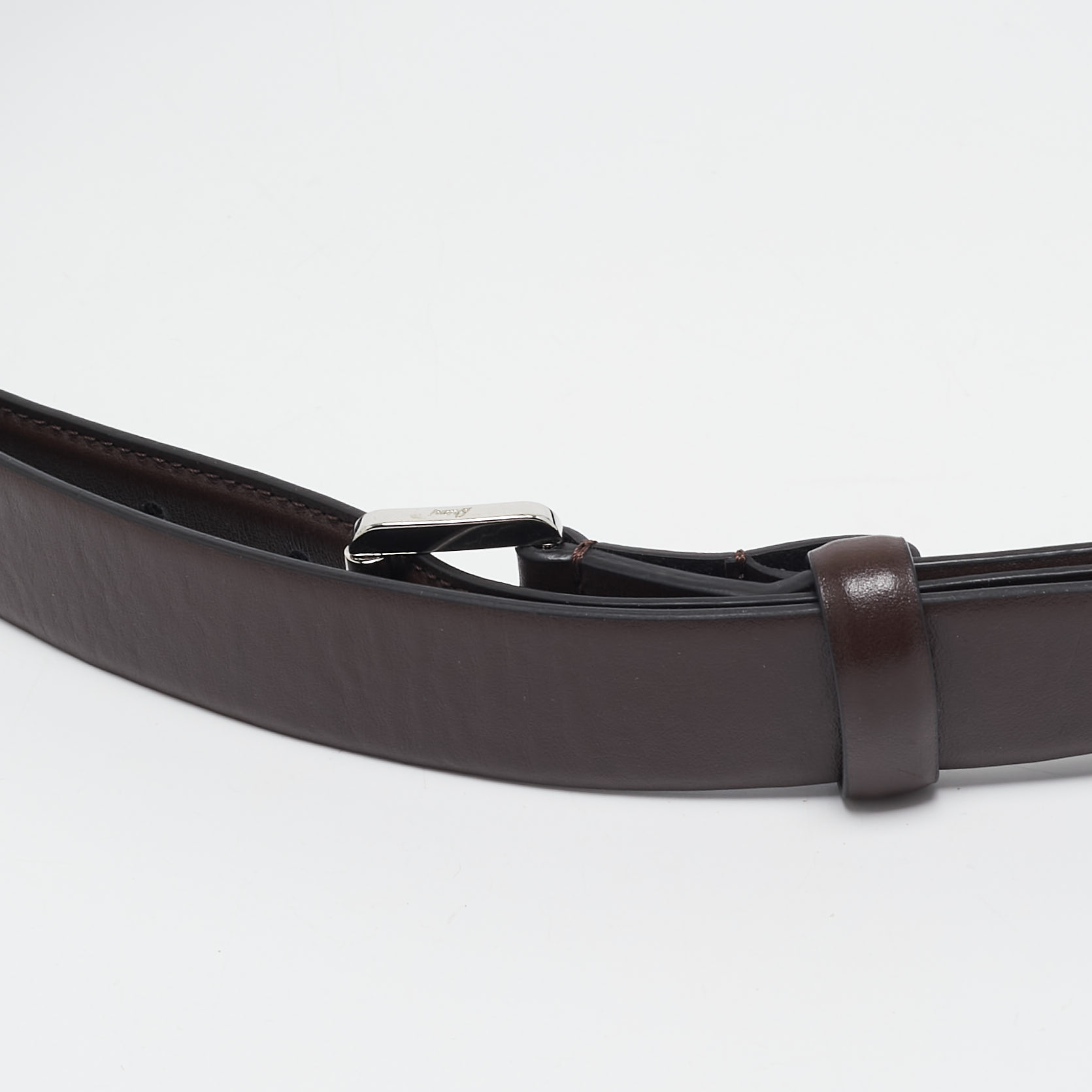 Brioni Dark Brown Leather Buckle Belt 105CM