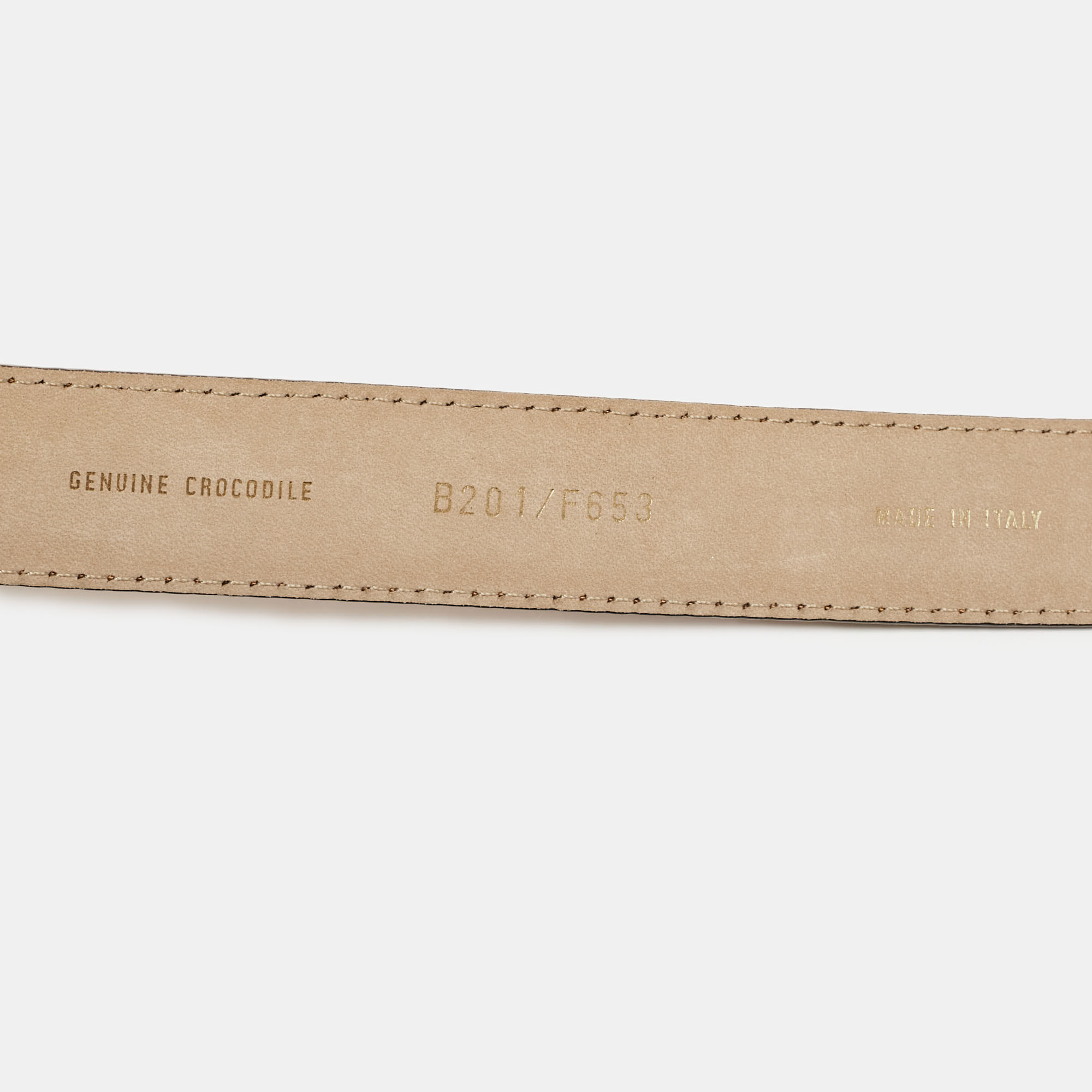 Brioni Tan Crocodile Logo Buckle Belt 100CM