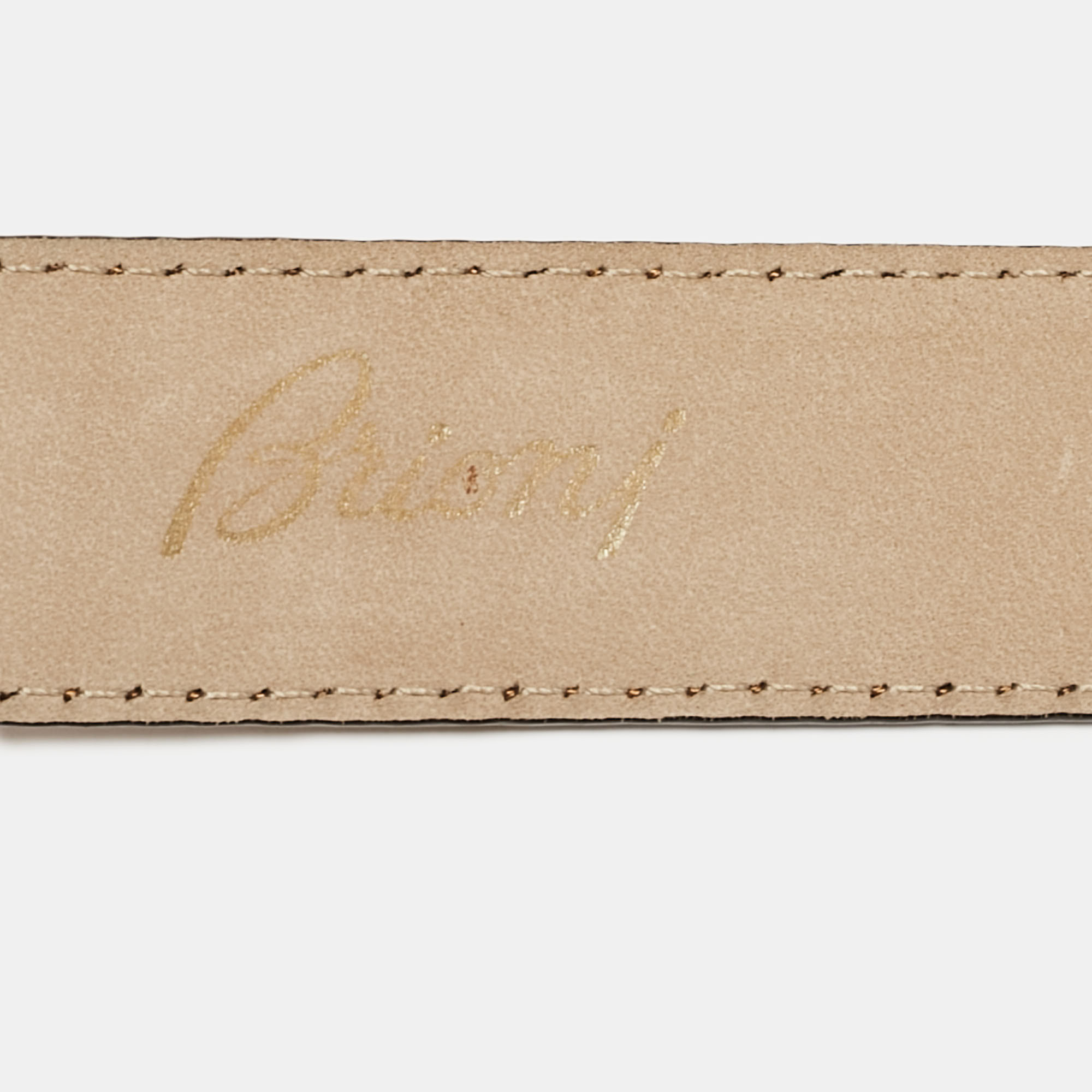 Brioni Tan Crocodile Logo Buckle Belt 100CM