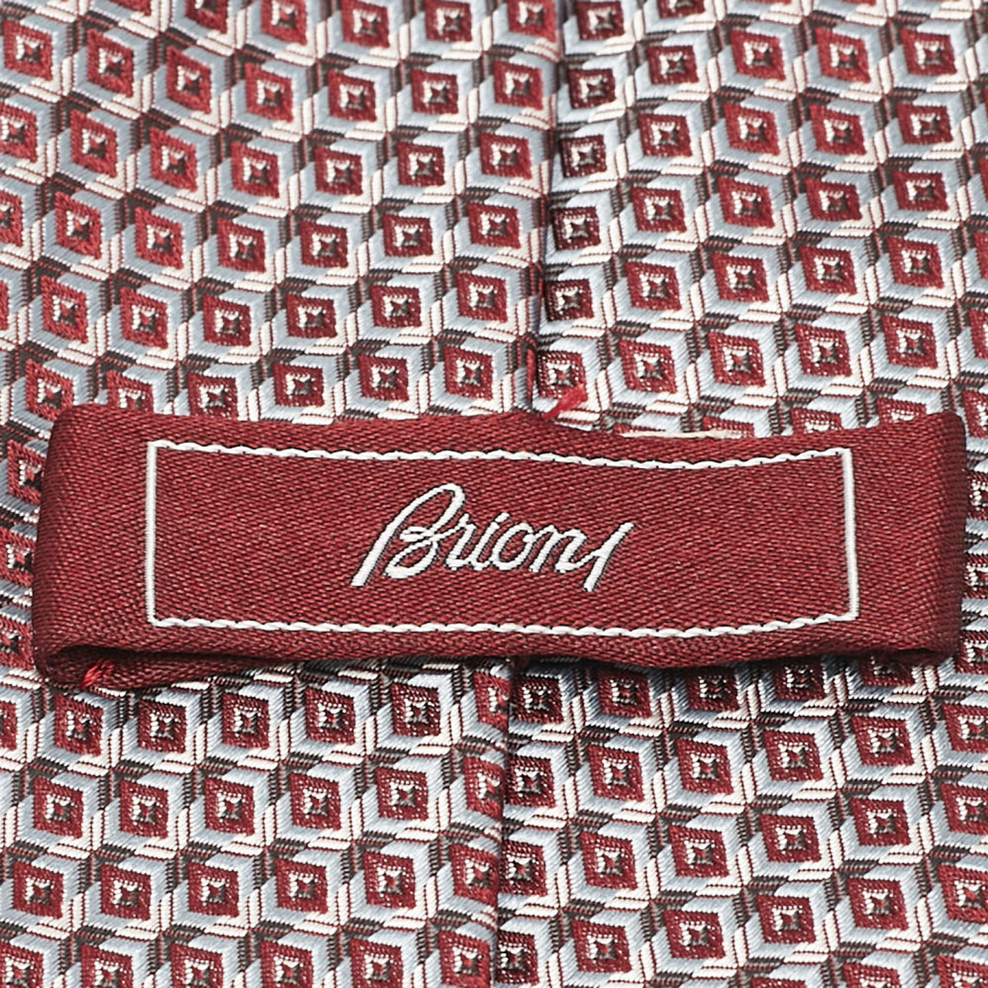 Brioni Burgundy Patterned Silk Tie