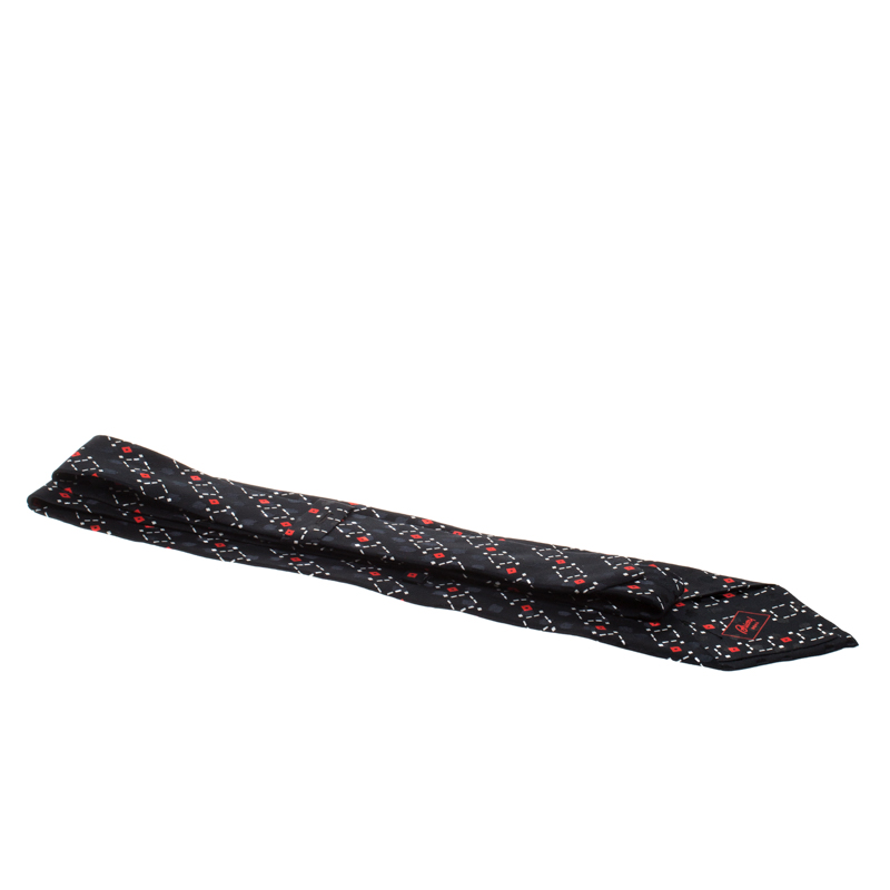 Brioni Black Geometirc Print Silk Traditional Tie