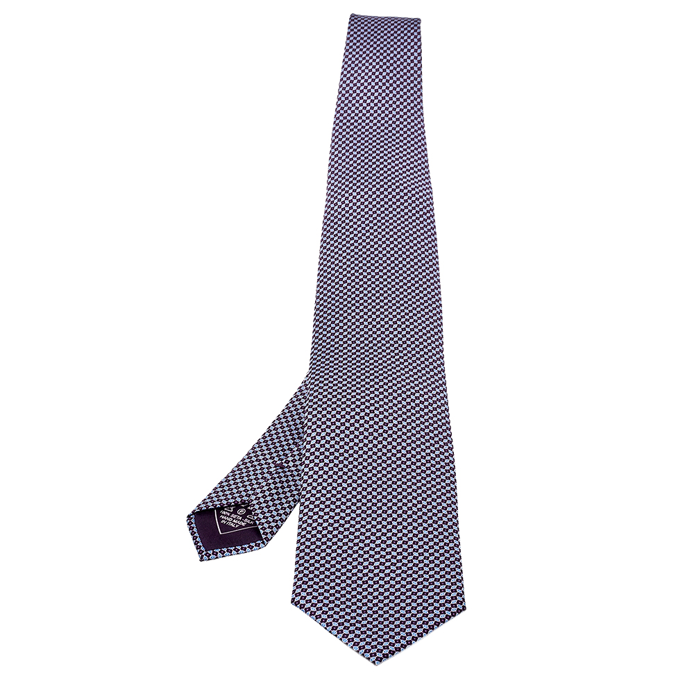 Brioni Purple Printed Silk Traditional Tie