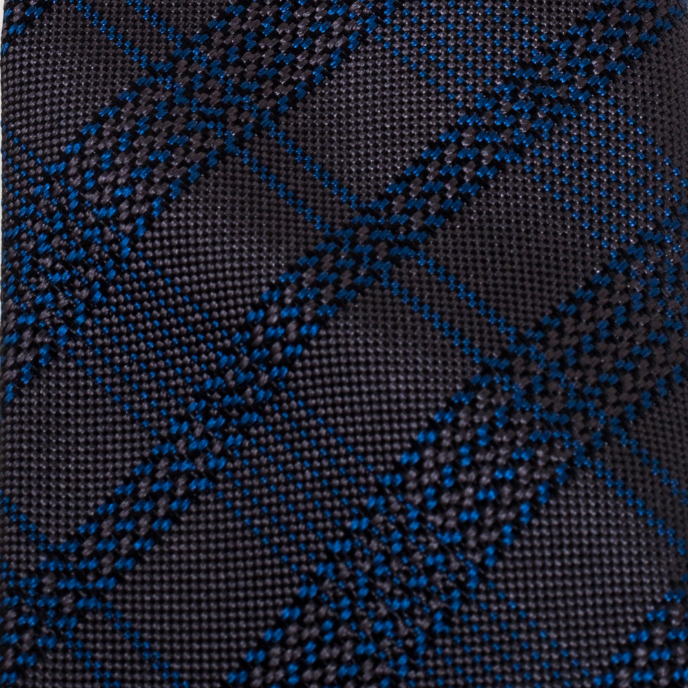

Brioni Grey & Blue Jacquard Check Silk Tie