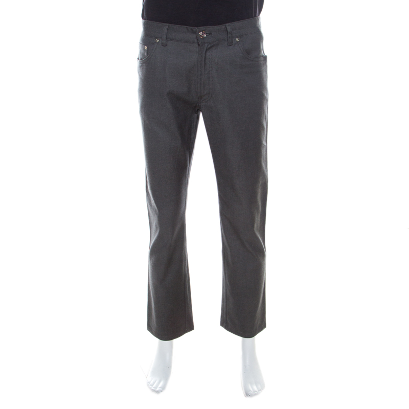 Image of Brioni Grey Wool & Silk Blend Jeans L