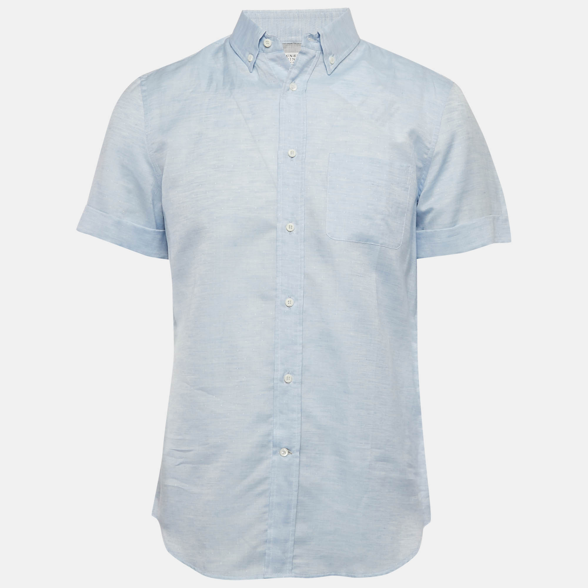 Brunello Cucinelli Light Blue Patterned Linen Blend Half Sleeve Shirt L
Brunello Cucinelli Light Blue Patterned Linen Blend Half Sleeve Shirt L