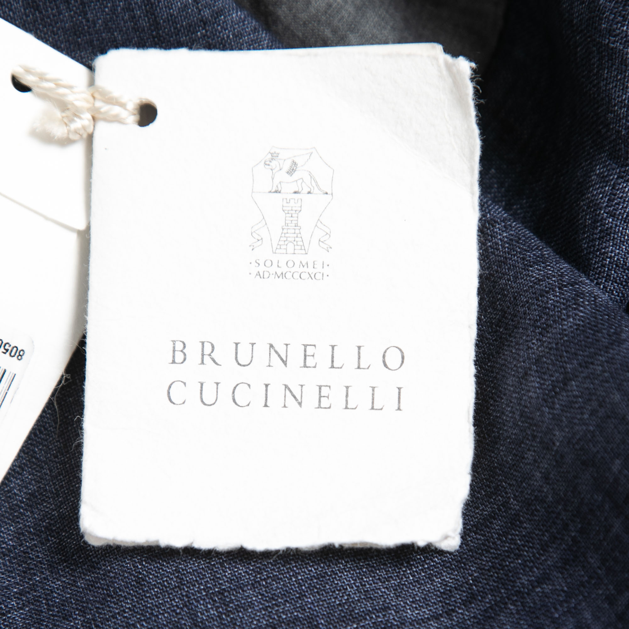 Brunello Cucinelli Dark Blue Linen Button Front Full Sleeve Shirt XS