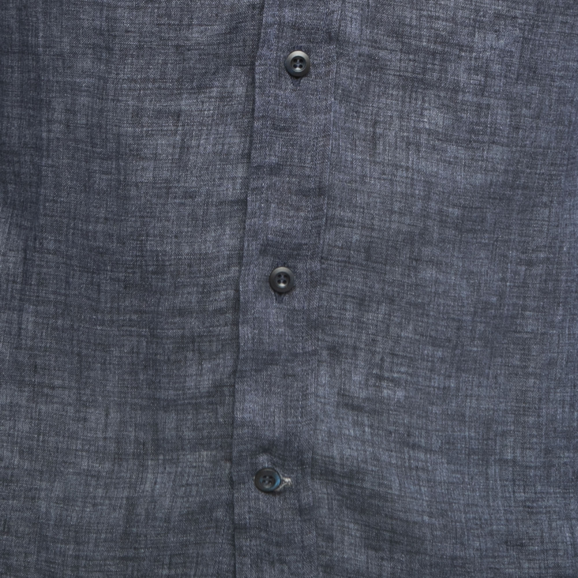 Brunello Cucinelli Dark Blue Linen Button Front Full Sleeve Shirt XS